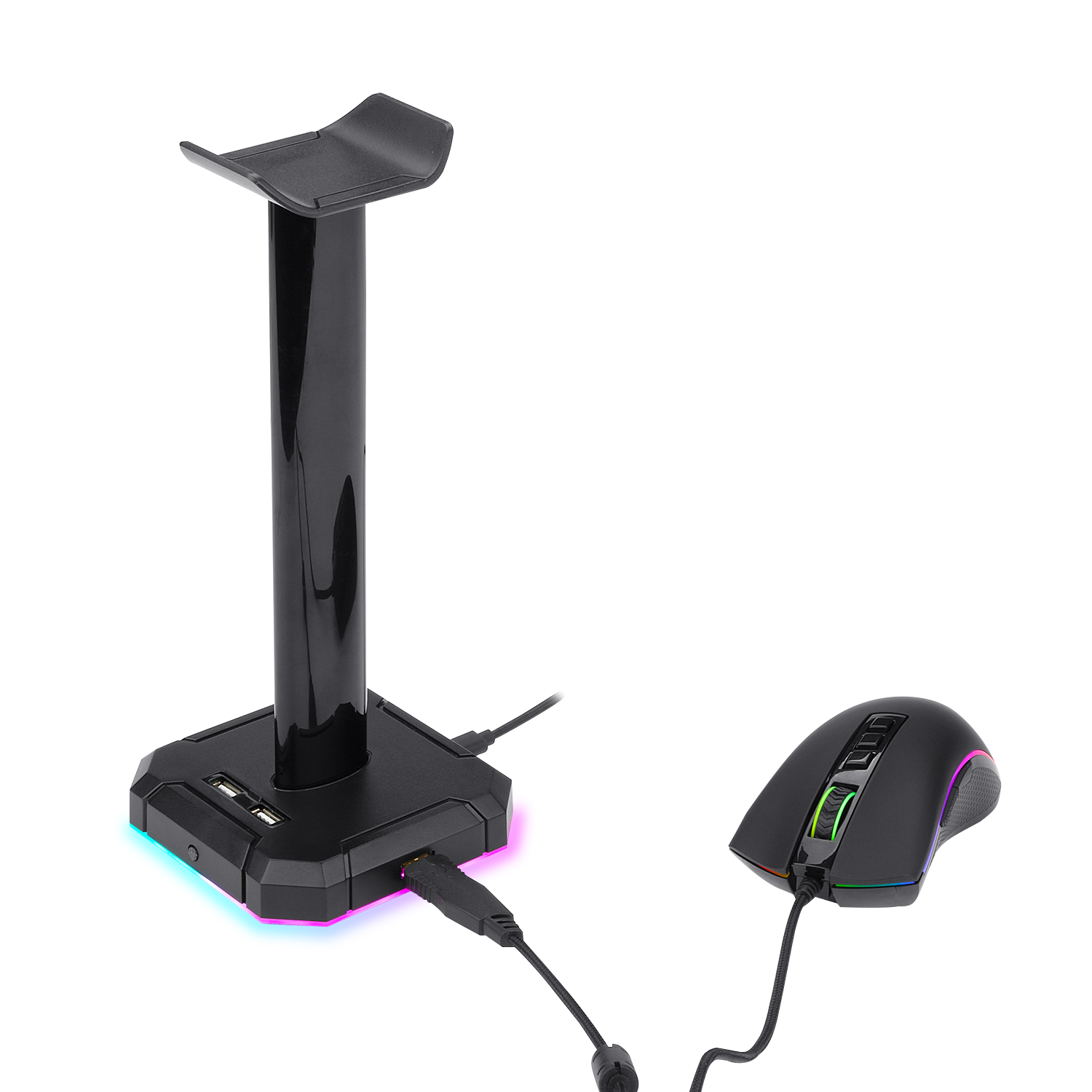 Redragon HA300 Scepter Pro Stand Headset RGB Lampu Latar Belakang Stand Fon Kepala Permainan dengan Bar Sokongan