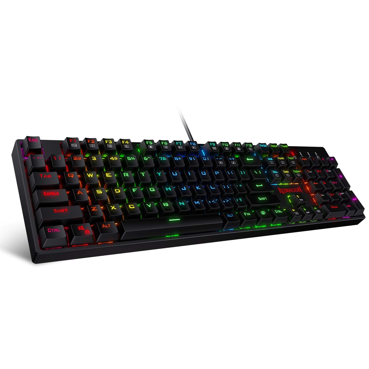 Redragon K582-BA USB Papan Kekunci Permainan Mekanikal QWERTY & Kombo Tetikus Permainan M711 Cobra, 10.000 DPI, 7 Butang Boleh Atur Cara, Papan Kekunci Berlampu RGB, Hitam