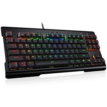 Papan Kekunci Permainan Mekanikal Redragon K561 VISNU, 87 Kekunci Anti-ghosting, Lampu Latar RGB, Papan Kekunci Kompak Berwayar dengan Suis Biru Clicky untuk Komputer Riba, Windows, Permainan PC