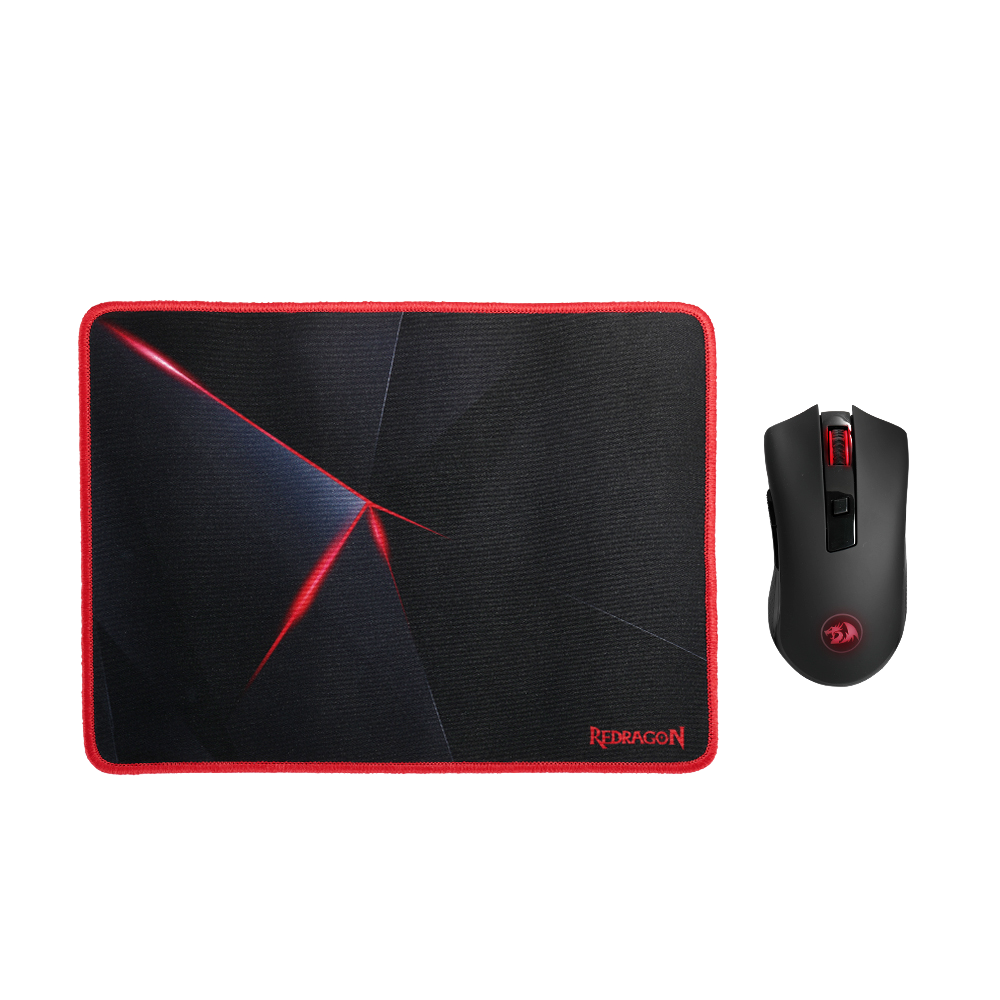 Set Tetikus dan Pad Tetikus Permainan Wayarles Redragon M652-BA, Tetikus Optik Wayarles 2.4G dengan 2400 DPI dan Kombo Pad Tetikus untuk Notebook, PC, Komputer Riba, Komputer, MacBook