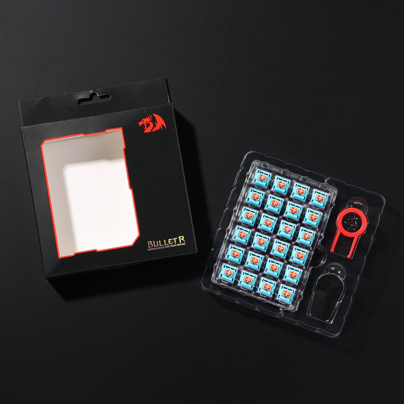 Redragon A113 Bullet-R Suis Mekanikal Linear, Mod Suis Senyap Papan Kekunci DIY Boleh Tukar Panas, 50 Juta Klik (24 unit Suis, Pencabut Kekunci + Pencabut Suis)