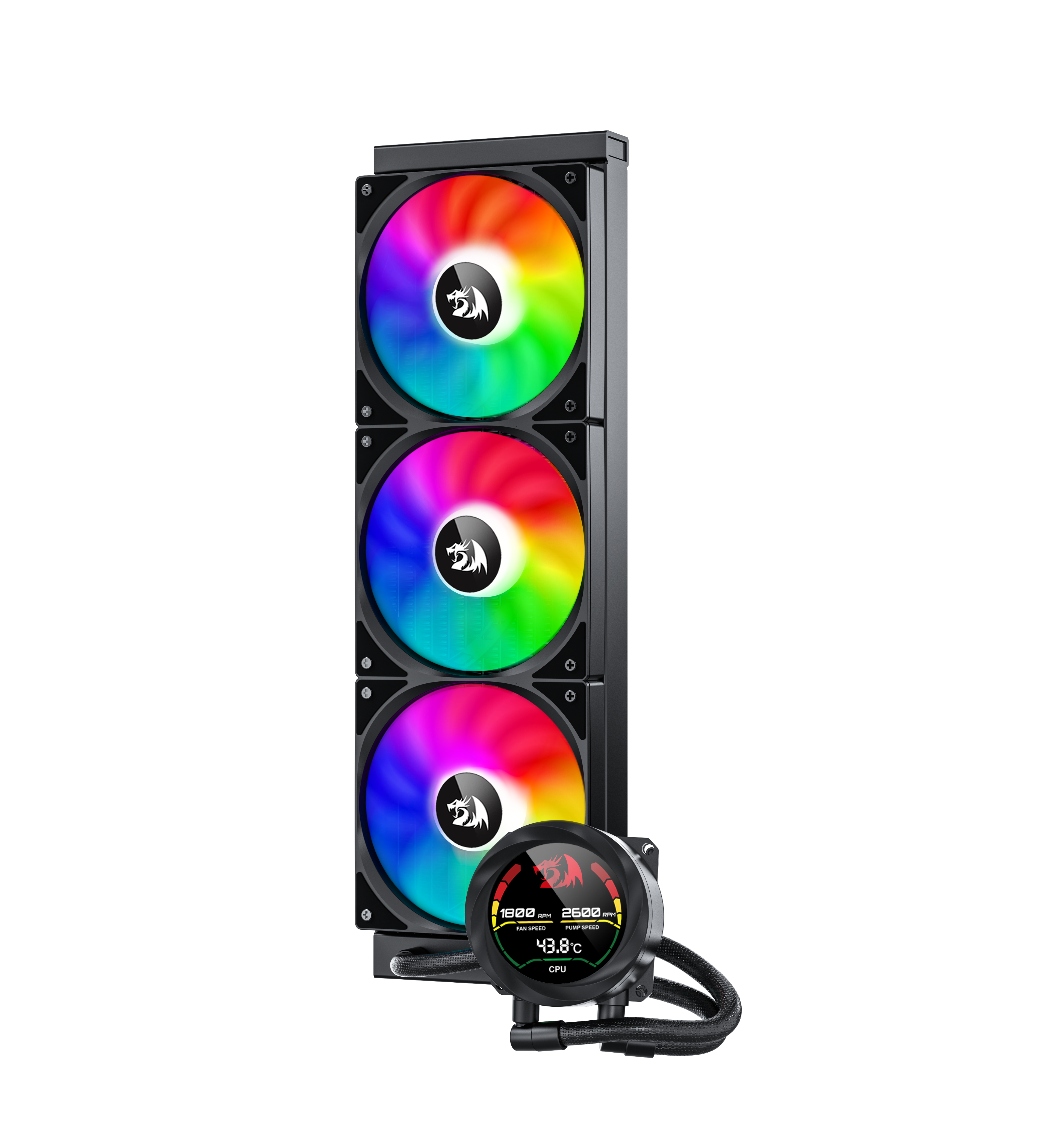 REDRAGON CCW-1017 Penyejuk Cecair CPU 360 Dengan Paparan Suhu 3x Kipas RGB 12cm