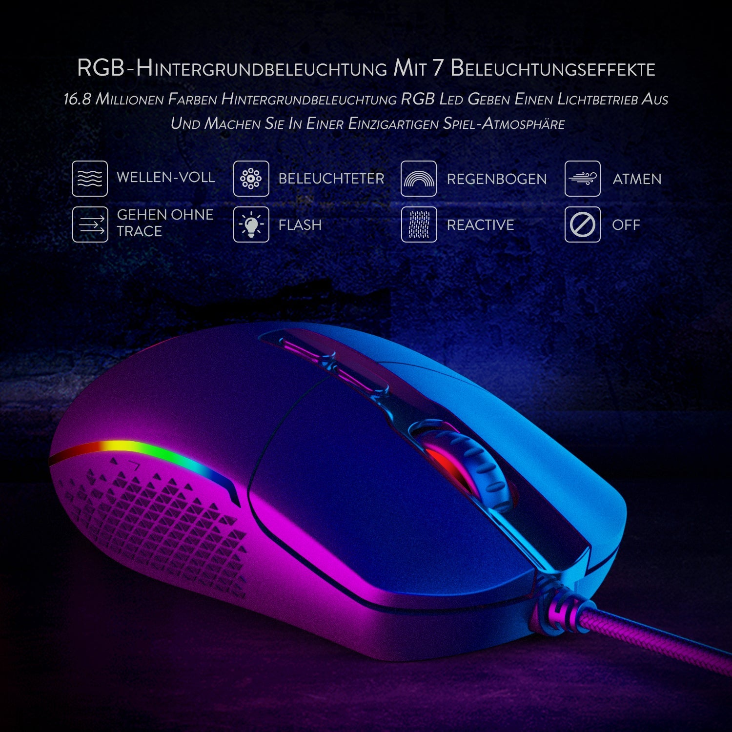 Redragon M719 Invader Gaming Mouse 10.000 DPI PC Mouse dengan Lampu RGB / 7 Butang Boleh Atur Cara / Butang Tembak Sensor Optik Mouse Gaming Berwayar untuk Pro Gamer (Hitam)