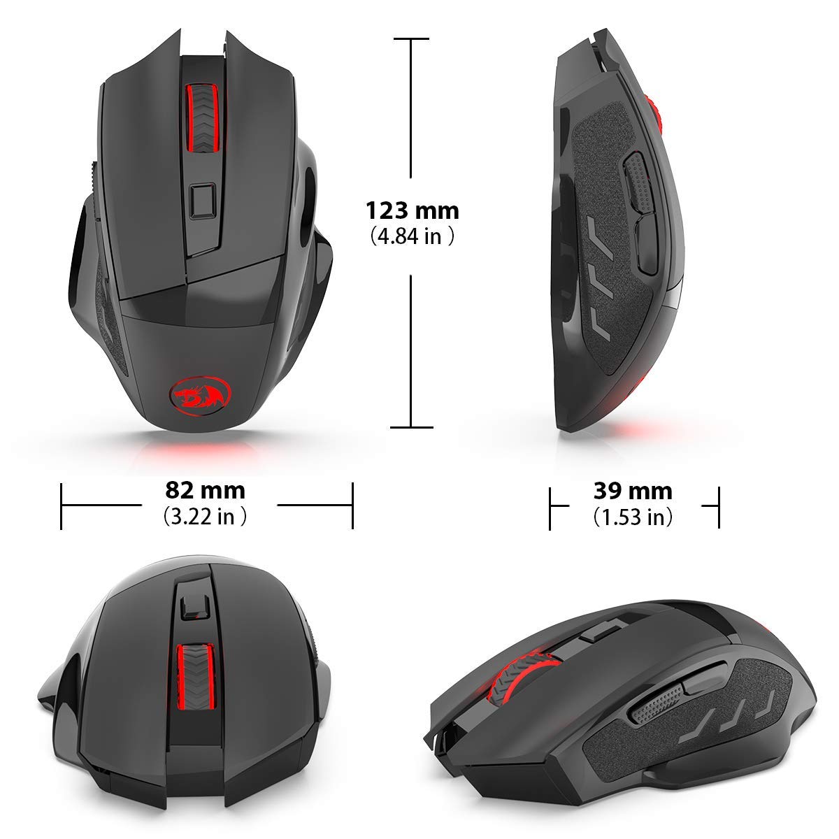 Redragon M653 MIG Mini Tetikus Tanpa Wayar Tetikus Optik 2.4G Tanpa Kable dengan Penerima Nano USB untuk Pejabat & Permainan, 5 DPI Boleh Laras, 6 Butang Tetikus Optik untuk PC Desktop, Macbook, Notebook, PC, Laptop, Komputer