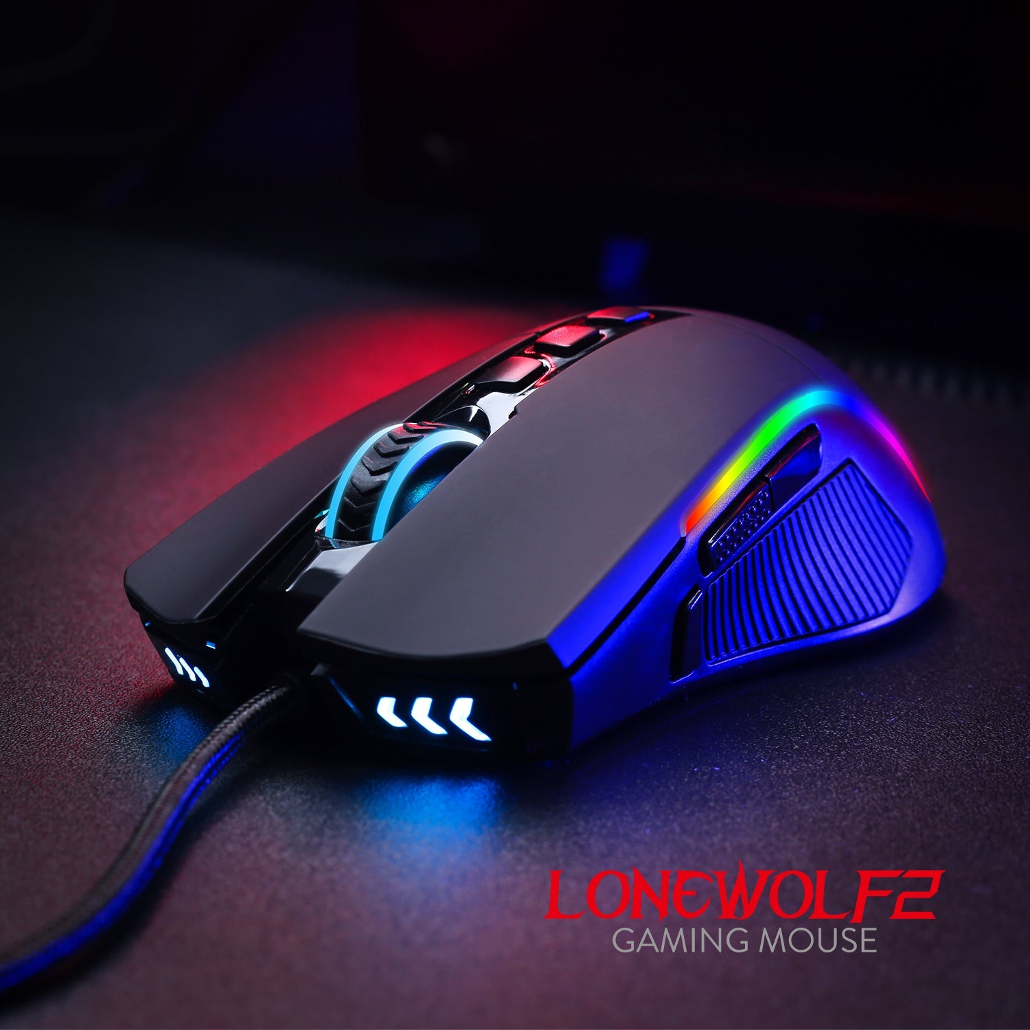 Tetikus Permainan Redragon M721-Pro Lonewolf2, Tetikus Berwayar Lampu RGB, 10 Butang Boleh Atur Cara, 32,000 DPI Boleh Laras, Cengkaman Selesa Tetikus Permainan Komputer PC Optik Ergonomik dengan Butang Tembakan