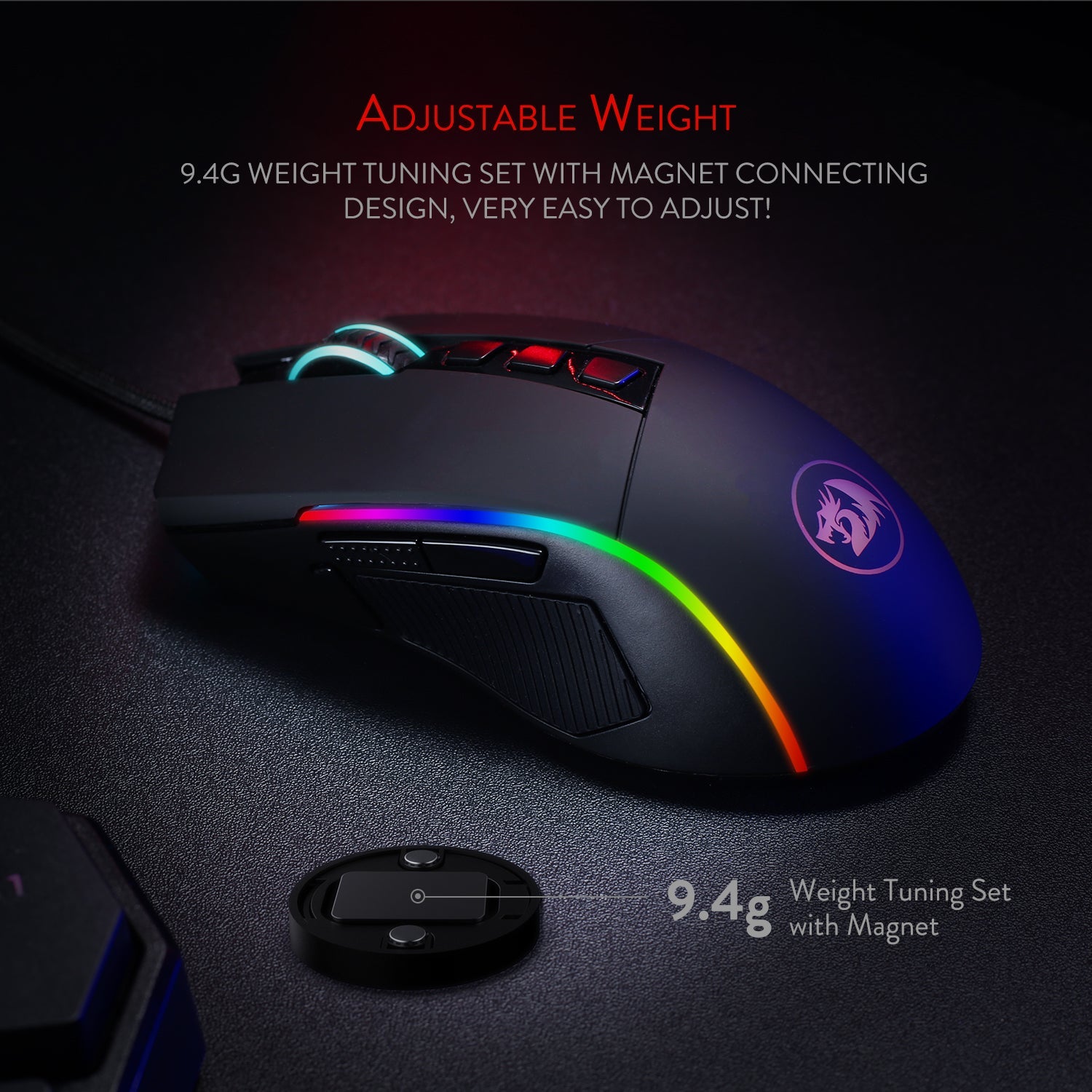 Tetikus Permainan Redragon M721-Pro Lonewolf2, Tetikus Berwayar Lampu RGB, 10 Butang Boleh Atur Cara, 32,000 DPI Boleh Laras, Cengkaman Selesa Tetikus Permainan Komputer PC Optik Ergonomik dengan Butang Tembakan