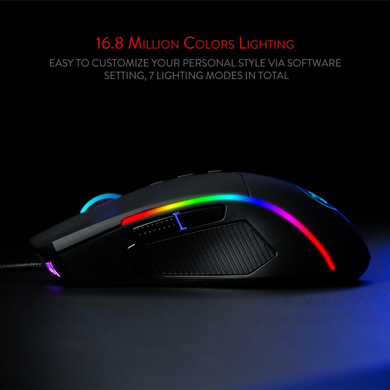 Tetikus Permainan Redragon M721-Pro Lonewolf2, Tetikus Berwayar Lampu RGB, 10 Butang Boleh Atur Cara, 32,000 DPI Boleh Laras, Cengkaman Selesa Tetikus Permainan Komputer PC Optik Ergonomik dengan Butang Tembakan