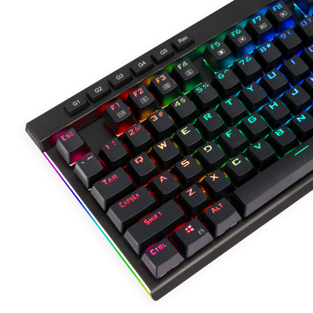 Papan Kekunci Permainan Mekanikal Lampu Latar RGB Redragon K580-PRO 104 Kekunci Anti-ghosting dengan Kekunci Makro & Kawalan Media Khusus, Rakaman Makro Dalaman (Suis Biru Optik)