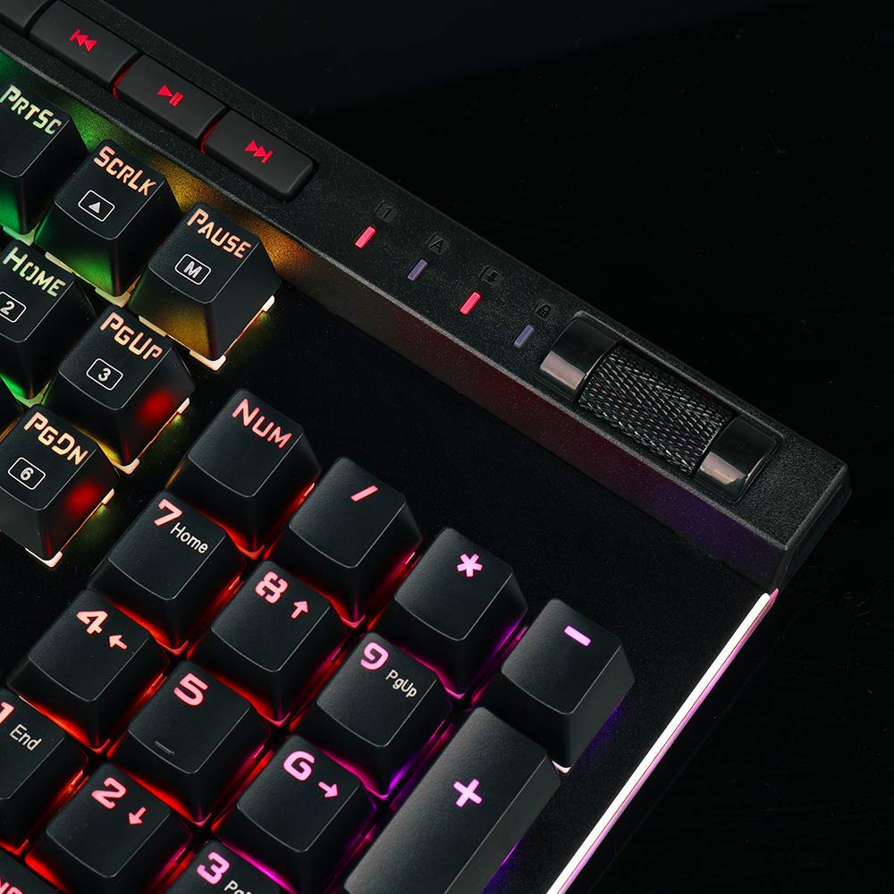 Papan Kekunci Permainan Mekanikal LED RGB Redragon K580 VATA Lampu Belakang 104 Kekunci Anti-Ghosting dengan Kekunci Makro dan Kawalan Media Khusus (Suis Biru)