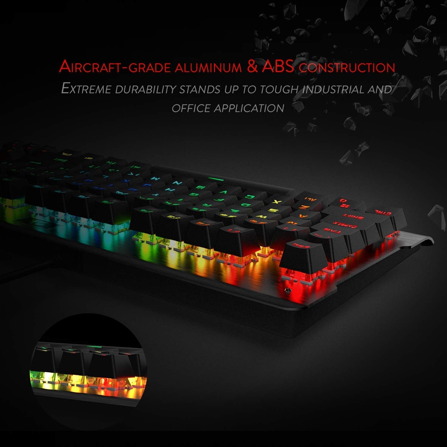 Papan Kekunci Permainan Mekanikal Redragon K561 VISNU, 87 Kekunci Anti-ghosting, Lampu Latar RGB, Papan Kekunci Kompak Berwayar dengan Suis Biru Clicky untuk Komputer Riba, Windows, Permainan PC