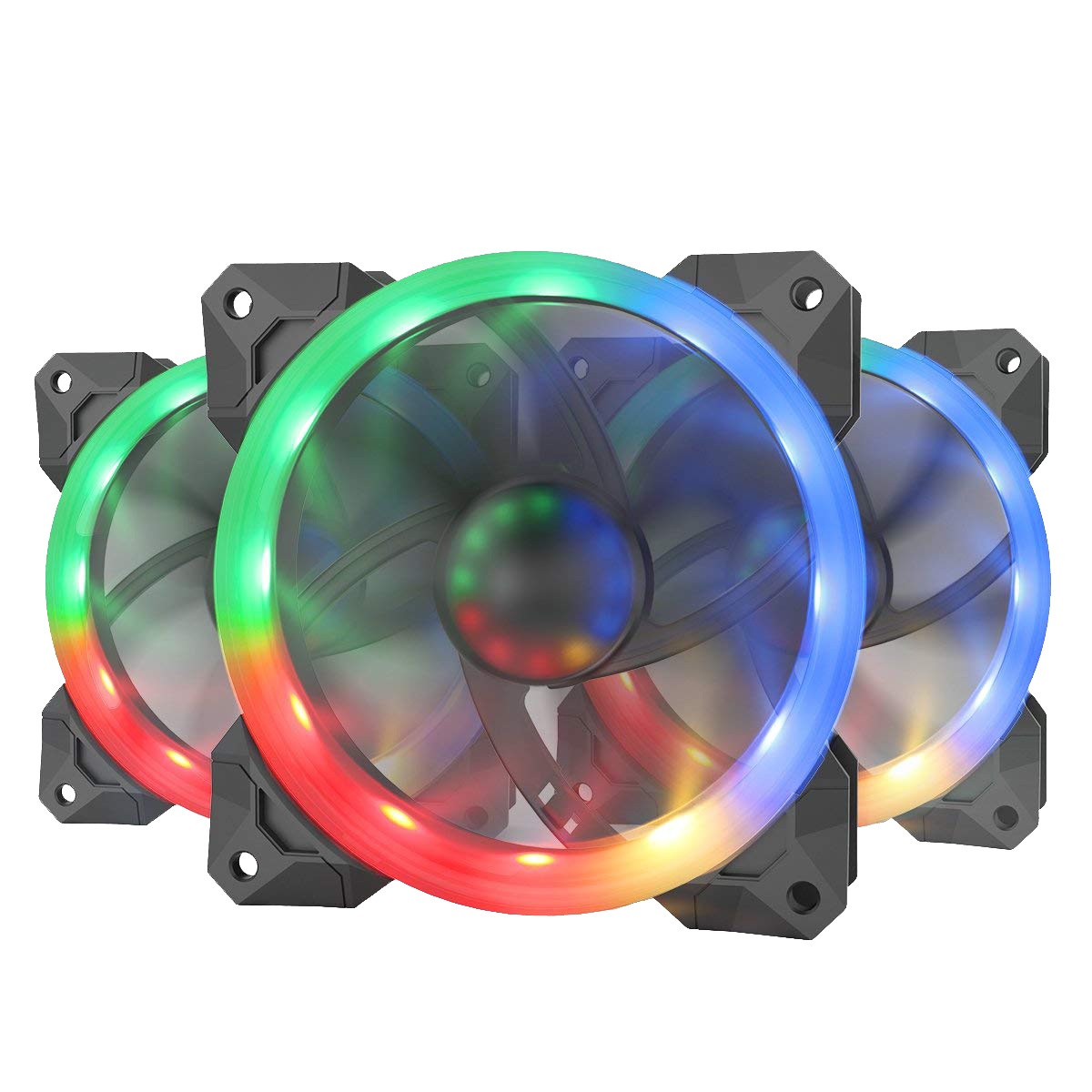 Kipas Penyejuk PC 120mm Sarung Komputer Redragon GC-F008, Kipas LED Warna Boleh Laras Aliran Udara Tinggi Senyap RGB LED, Penyejuk CPU dan Radiator (3 Pek)
