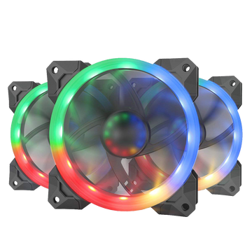 Kipas Penyejuk PC 120mm Sarung Komputer Redragon GC-F008, Kipas LED Warna Boleh Laras Aliran Udara Tinggi Senyap RGB LED, Penyejuk CPU dan Radiator (3 Pek)