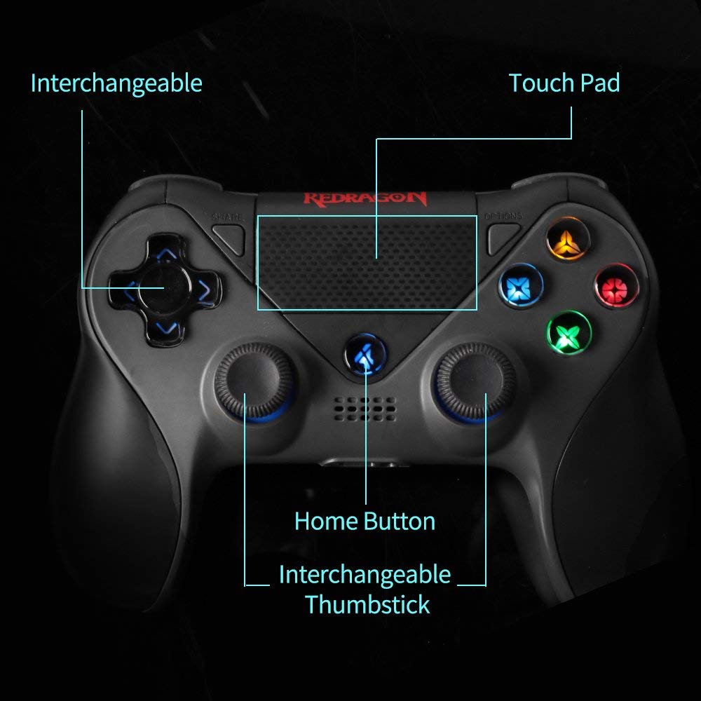 Alat Kawalan Jauh Permainan Wayarles Redragon G809 JUPITER Alat Kawalan Joy stick Bluetooth untuk Nintendo Switch, Play Station 4 PS4