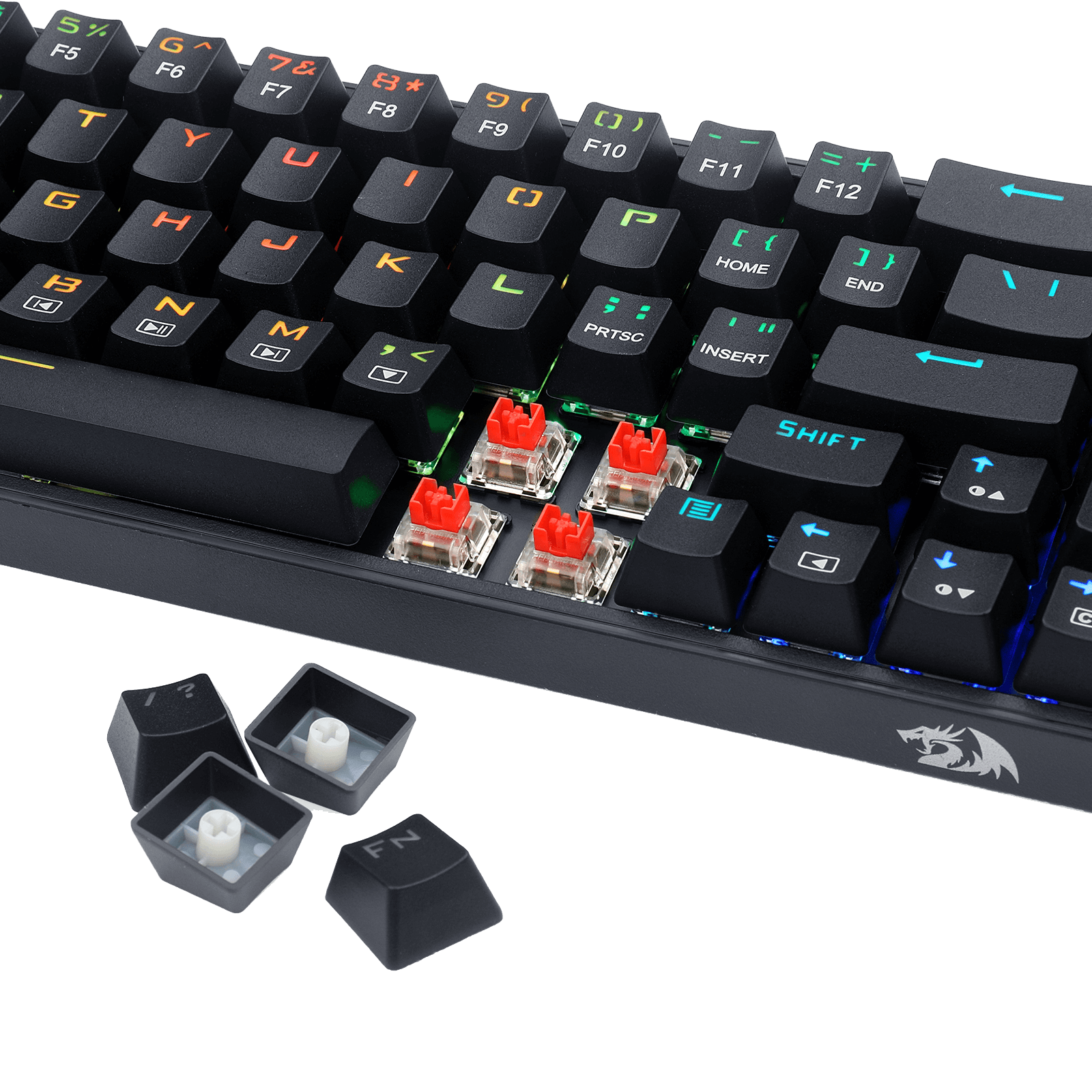 Papan Kekunci Permainan RGB Berwayar Redragon K631 Castor 65%, Papan Kekunci Mekanikal Padat Boleh Tukar Panas 68 Kekunci dengan Soket Tukar Panas 100%, PCB Lekap Plat Mod Bebas & Kekunci Anak Panah Khusus, Suis Linear Merah Senyap