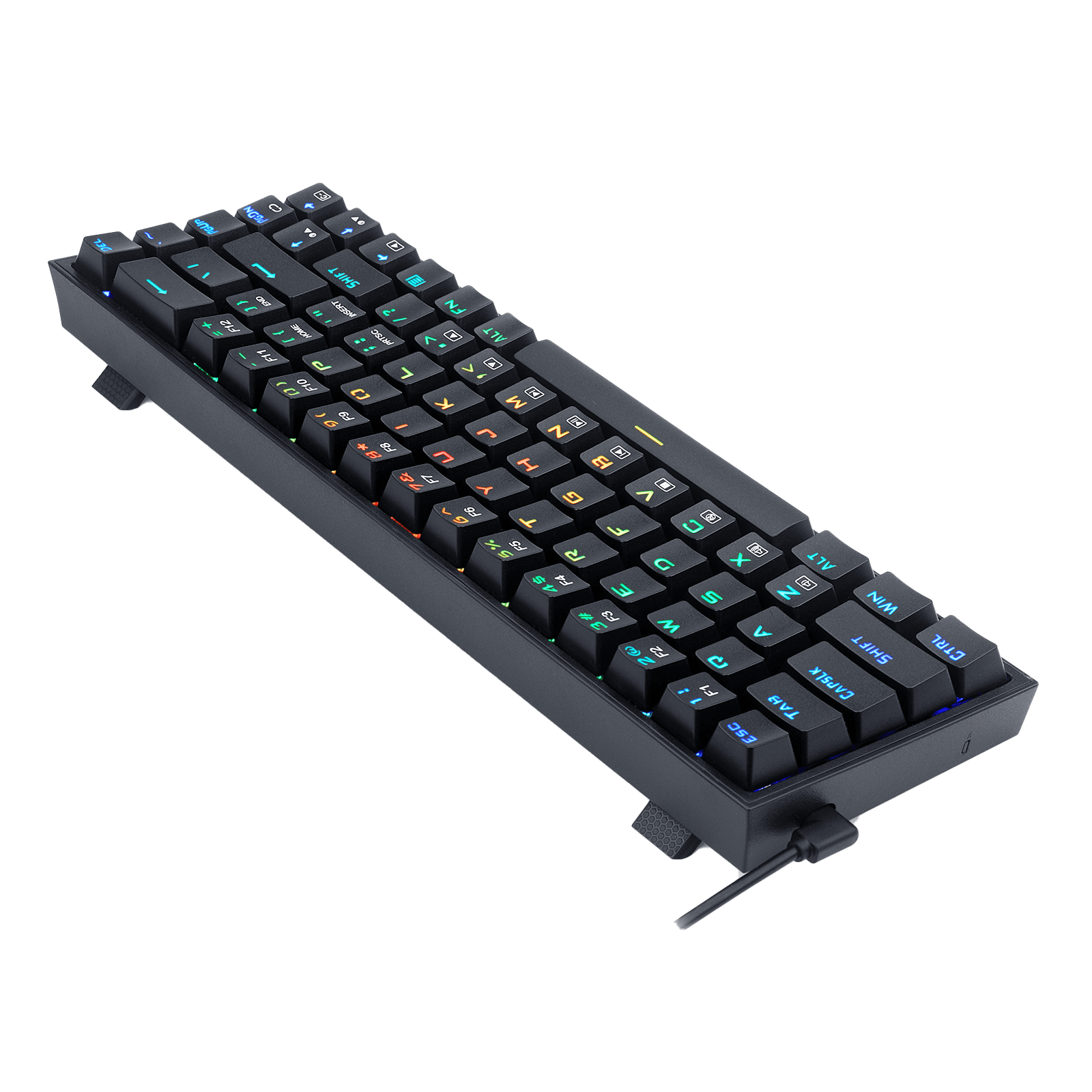 Papan Kekunci Permainan RGB Berwayar Redragon K631 Castor 65%, Papan Kekunci Mekanikal Padat Boleh Tukar Panas 68 Kekunci dengan Soket Tukar Panas 100%, PCB Lekap Plat Mod Bebas & Kekunci Anak Panah Khusus, Suis Linear Merah Senyap
