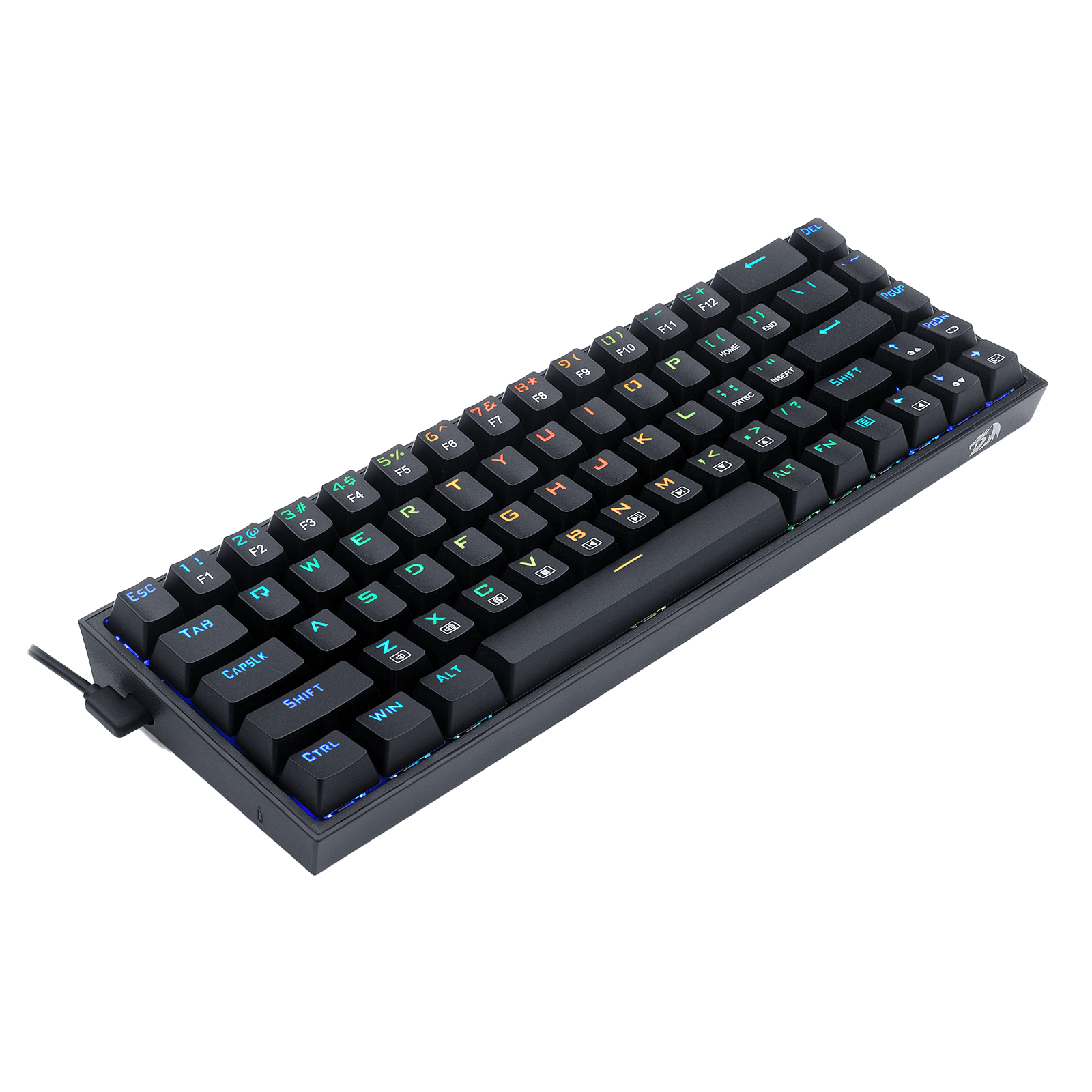Papan Kekunci Permainan RGB Berwayar Redragon K631 Castor 65%, Papan Kekunci Mekanikal Padat Boleh Tukar Panas 68 Kekunci dengan Soket Tukar Panas 100%, PCB Lekap Plat Mod Bebas & Kekunci Anak Panah Khusus, Suis Linear Merah Senyap