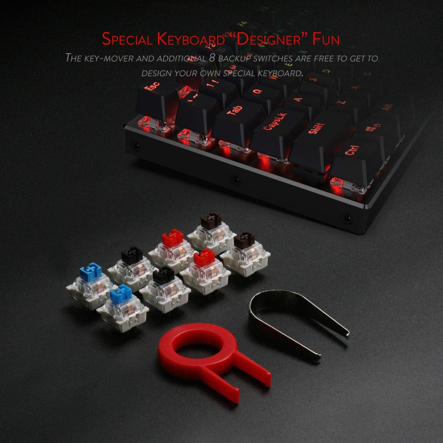 Papan Kekunci Permainan Mekanikal Berwayar Lampu Latar LED RGB Redragon K556, Tapak Aluminium, 104 Kekunci Standard