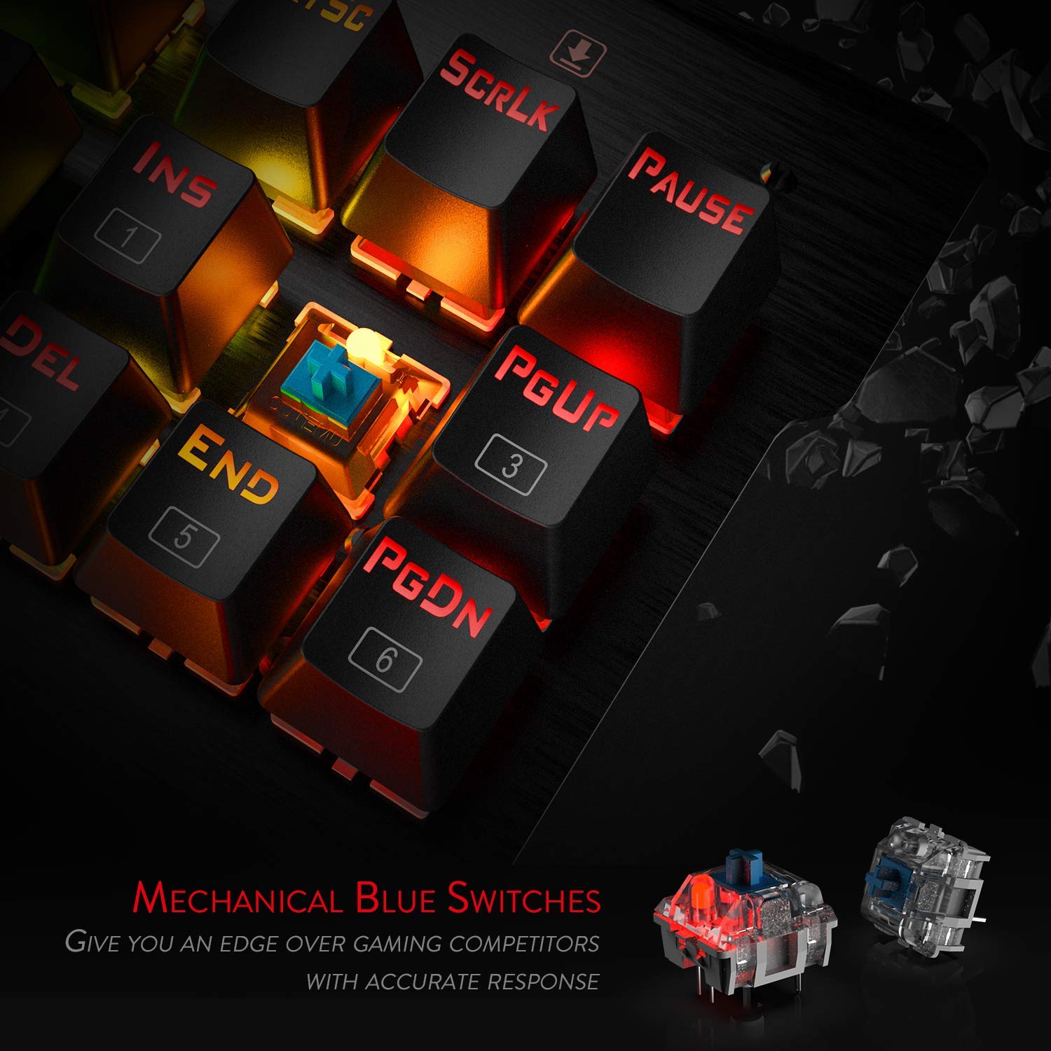 Papan Kekunci Permainan Mekanikal Redragon K561 VISNU, 87 Kekunci Anti-ghosting, Lampu Latar RGB, Papan Kekunci Kompak Berwayar dengan Suis Biru Clicky untuk Komputer Riba, Windows, Permainan PC