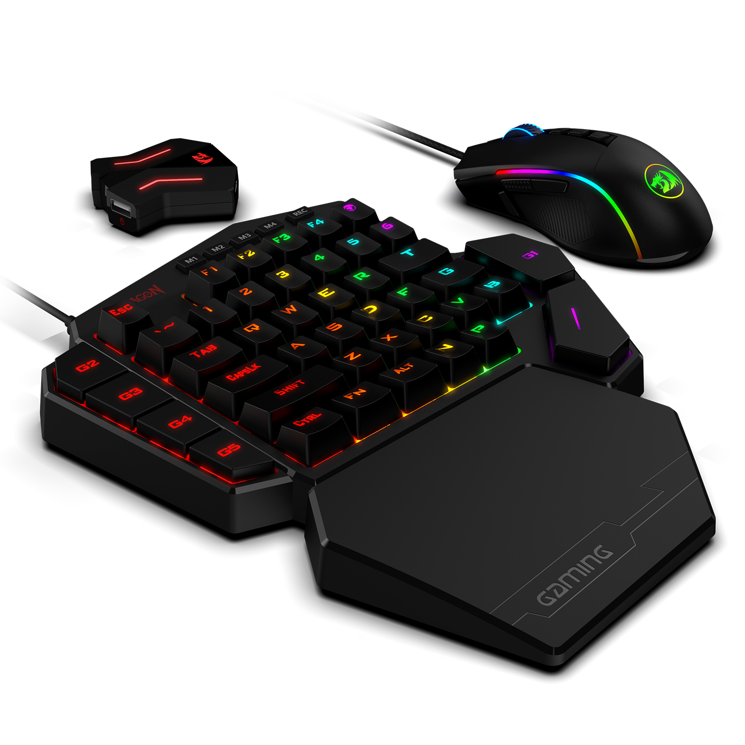 Redragon K585 One-handed RGB Gaming Keyboard and M721-Pro Mouse Combo with GA200 Converter