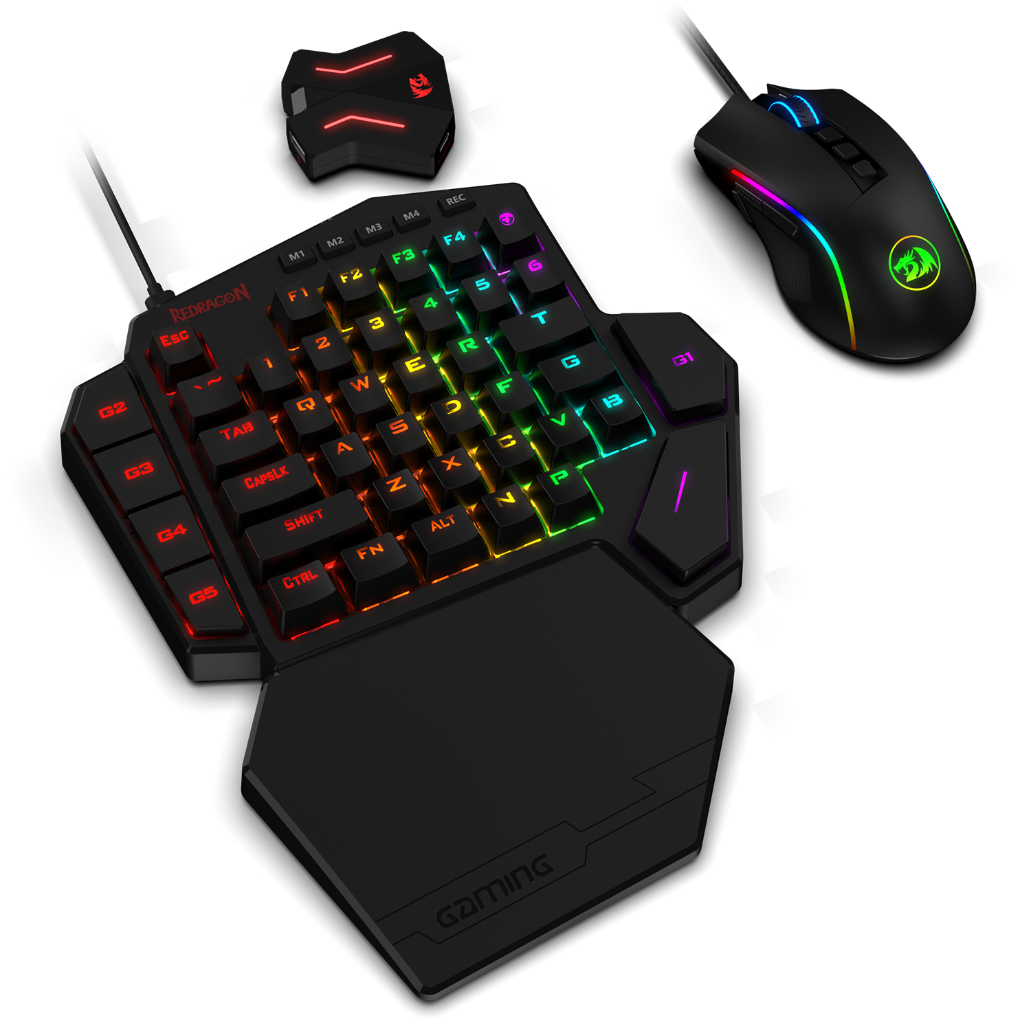 Redragon K585 One-handed RGB Gaming Keyboard and M721-Pro Mouse Combo with GA200 Converter for Xbox One, PS4, Switch, PS3 and PC, Blue Switch