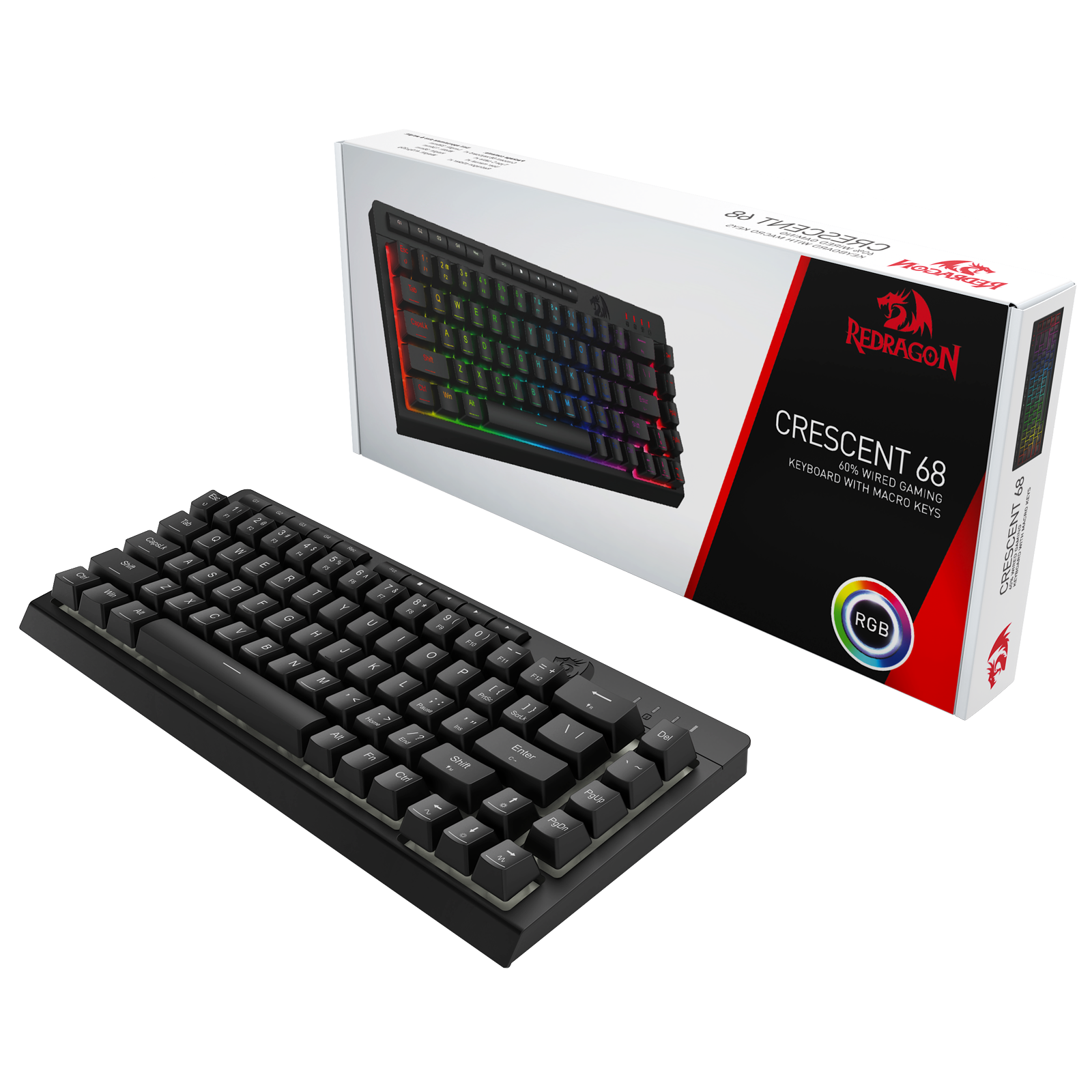 Papan Kekunci Permainan Membran Sambungan Berwayar CRESCENT 68 K519-RGB