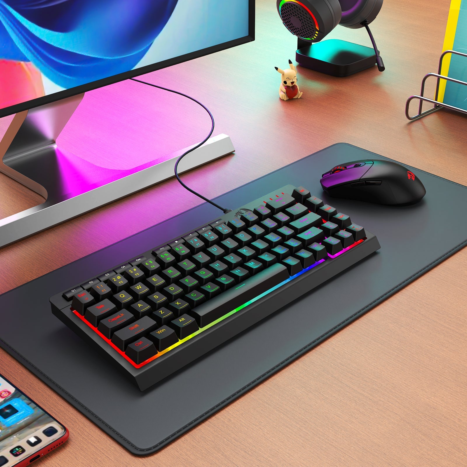 Papan Kekunci Permainan Membran Sambungan Berwayar CRESCENT 68 K519-RGB