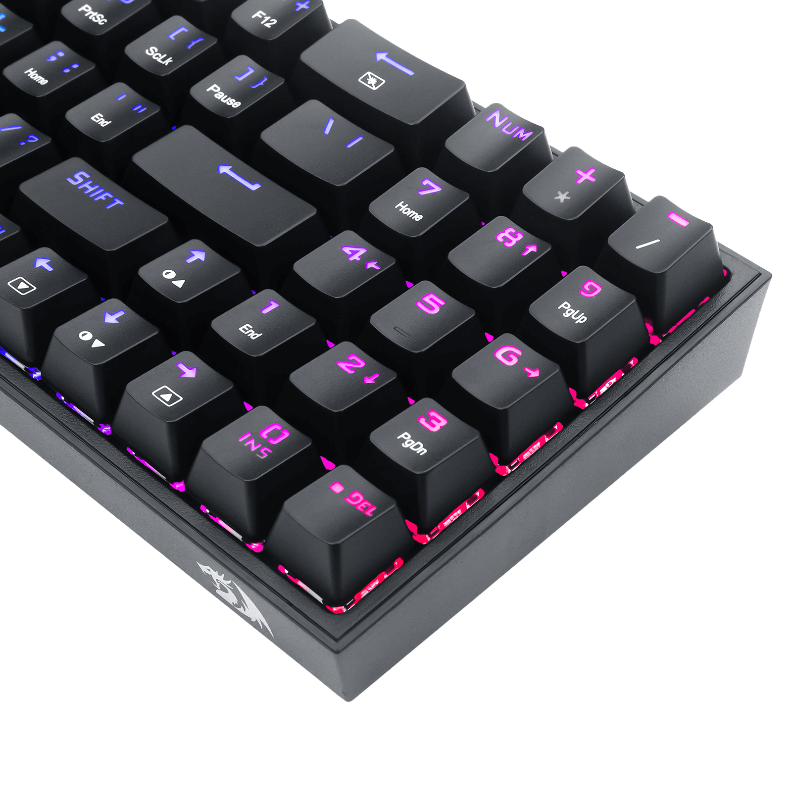 Papan Kekunci Permainan RGB Berwayar Redragon K628 Pollux 75%, Papan Kekunci Mekanikal Padat Boleh Tukar Panas 78 Kekunci dengan Soket Tukar Panas 100%, PCB Lekap Plat Mod Bebas & Kekunci Anak Panah dan Pad Angka Khusus, Suis Merah