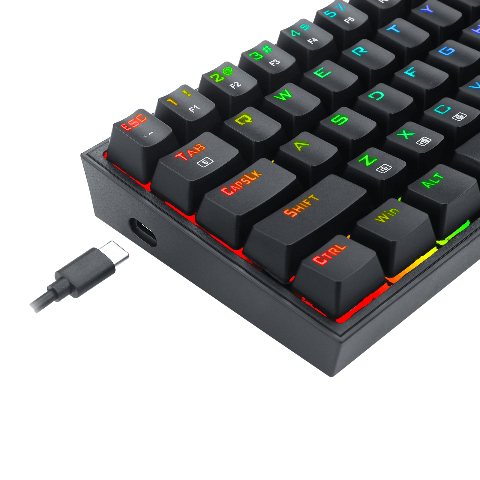 Papan Kekunci Permainan RGB Berwayar Redragon K628 Pollux 75%, Papan Kekunci Mekanikal Padat Boleh Tukar Panas 78 Kekunci dengan Soket Tukar Panas 100%, PCB Lekap Plat Mod Bebas & Kekunci Anak Panah dan Pad Angka Khusus, Suis Merah