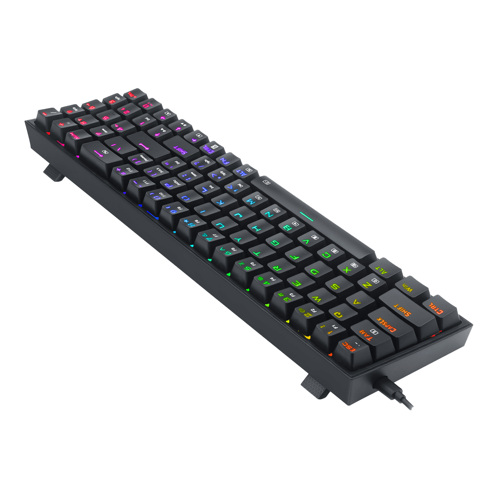 Papan Kekunci Permainan RGB Berwayar Redragon K628 Pollux 75%, Papan Kekunci Mekanikal Padat Boleh Tukar Panas 78 Kekunci dengan Soket Tukar Panas 100%, PCB Lekap Plat Mod Bebas & Kekunci Anak Panah dan Pad Angka Khusus, Suis Merah