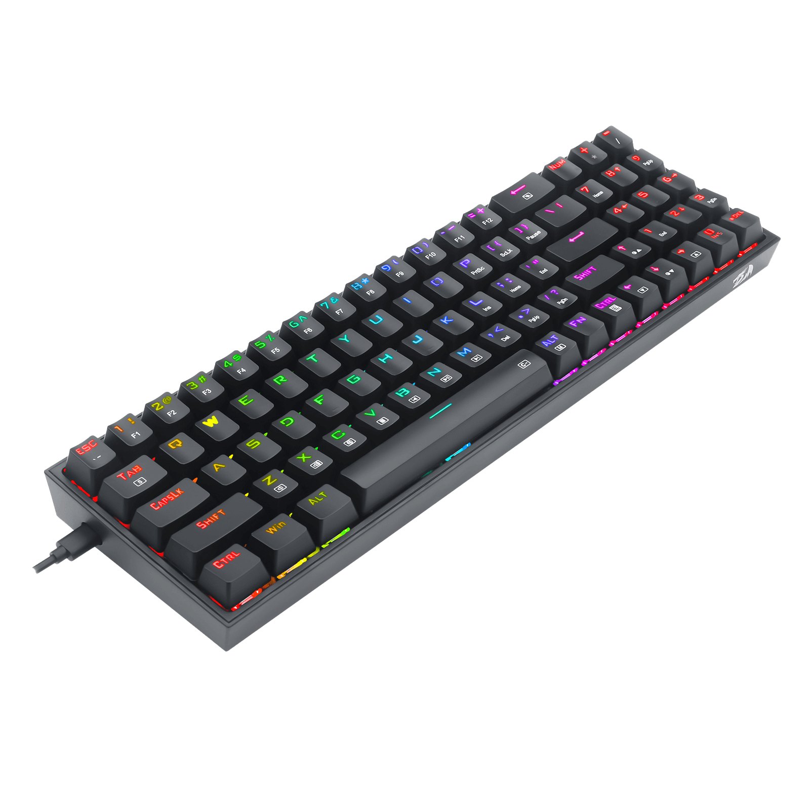 Papan Kekunci Permainan RGB Berwayar Redragon K628 Pollux 75%, Papan Kekunci Mekanikal Padat Boleh Tukar Panas 78 Kekunci dengan Soket Tukar Panas 100%, PCB Lekap Plat Mod Bebas & Kekunci Anak Panah dan Pad Angka Khusus, Suis Merah