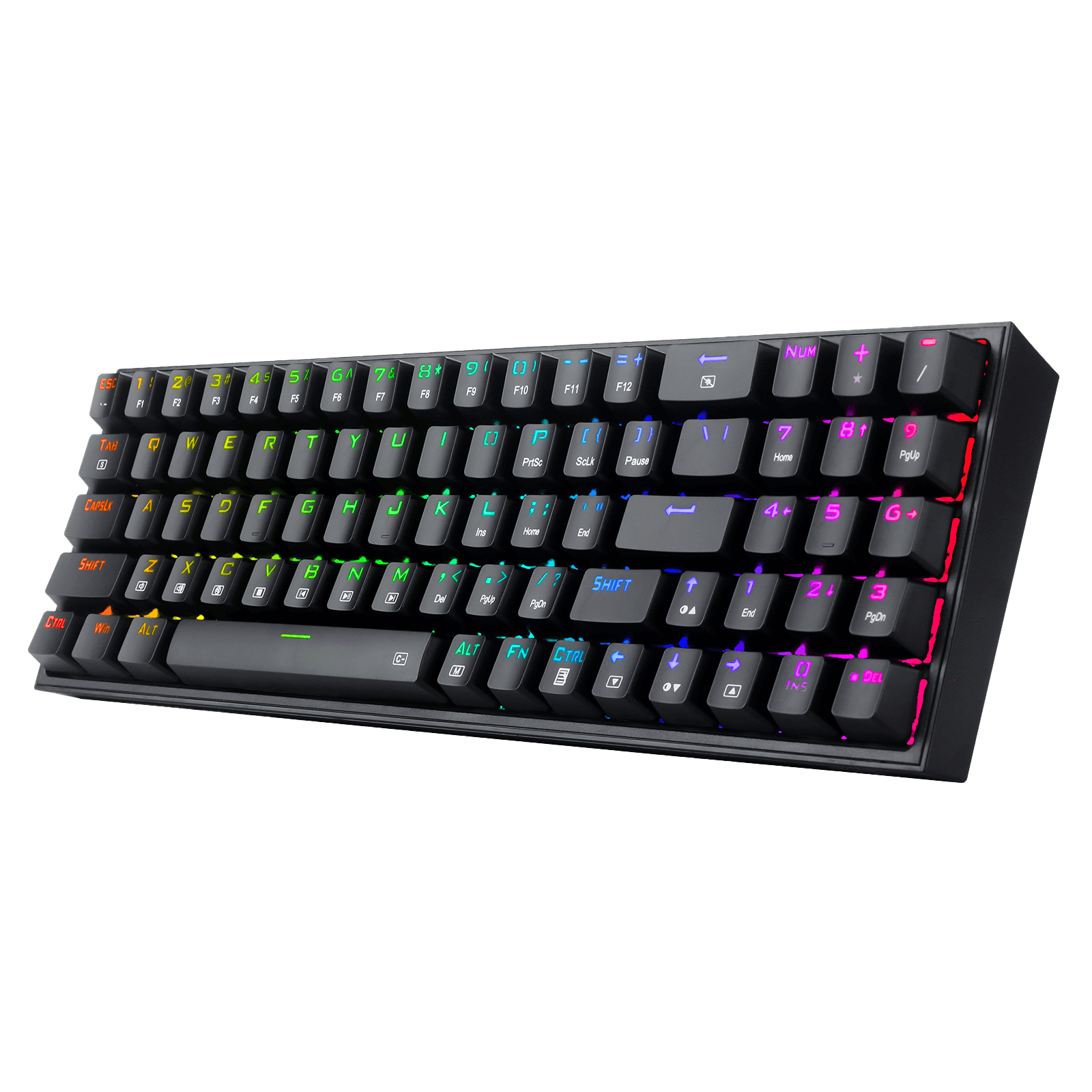 Papan Kekunci Permainan RGB Berwayar Redragon K628 Pollux 75%, Papan Kekunci Mekanikal Padat Boleh Tukar Panas 78 Kekunci dengan Soket Tukar Panas 100%, PCB Lekap Plat Mod Bebas & Kekunci Anak Panah dan Pad Angka Khusus, Suis Merah