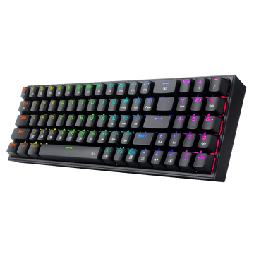 Papan Kekunci Permainan RGB Berwayar Redragon K628 Pollux 75%, Papan Kekunci Mekanikal Padat Boleh Tukar Panas 78 Kekunci dengan Soket Tukar Panas 100%, PCB Lekap Plat Mod Bebas & Kekunci Anak Panah dan Pad Angka Khusus, Suis Merah