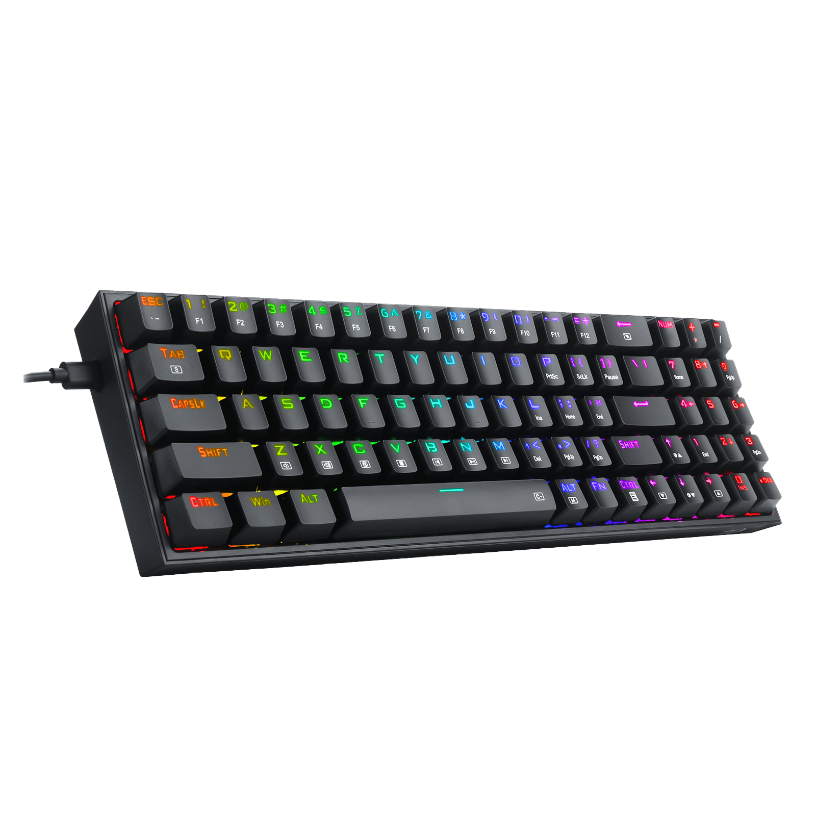 Papan Kekunci Permainan RGB Berwayar Redragon K628 Pollux 75%, Papan Kekunci Mekanikal Padat Boleh Tukar Panas 78 Kekunci dengan Soket Tukar Panas 100%, PCB Lekap Plat Mod Bebas & Kekunci Anak Panah dan Pad Angka Khusus, Suis Merah