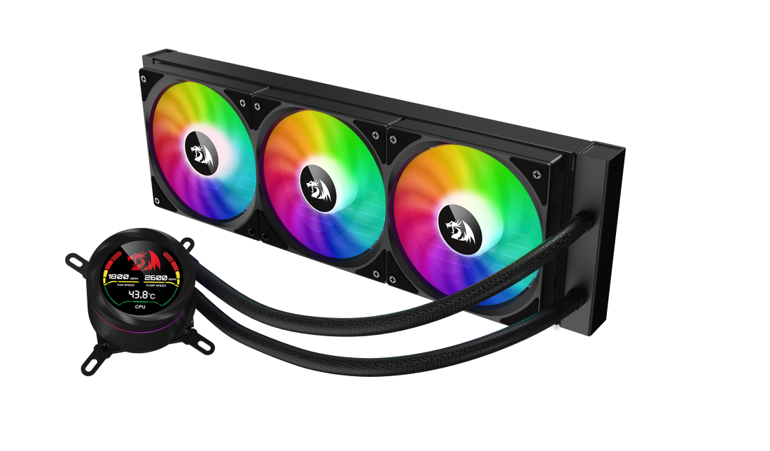 REDRAGON CCW-1017 Penyejuk Cecair CPU 360 Dengan Paparan Suhu 3x Kipas RGB 12cm