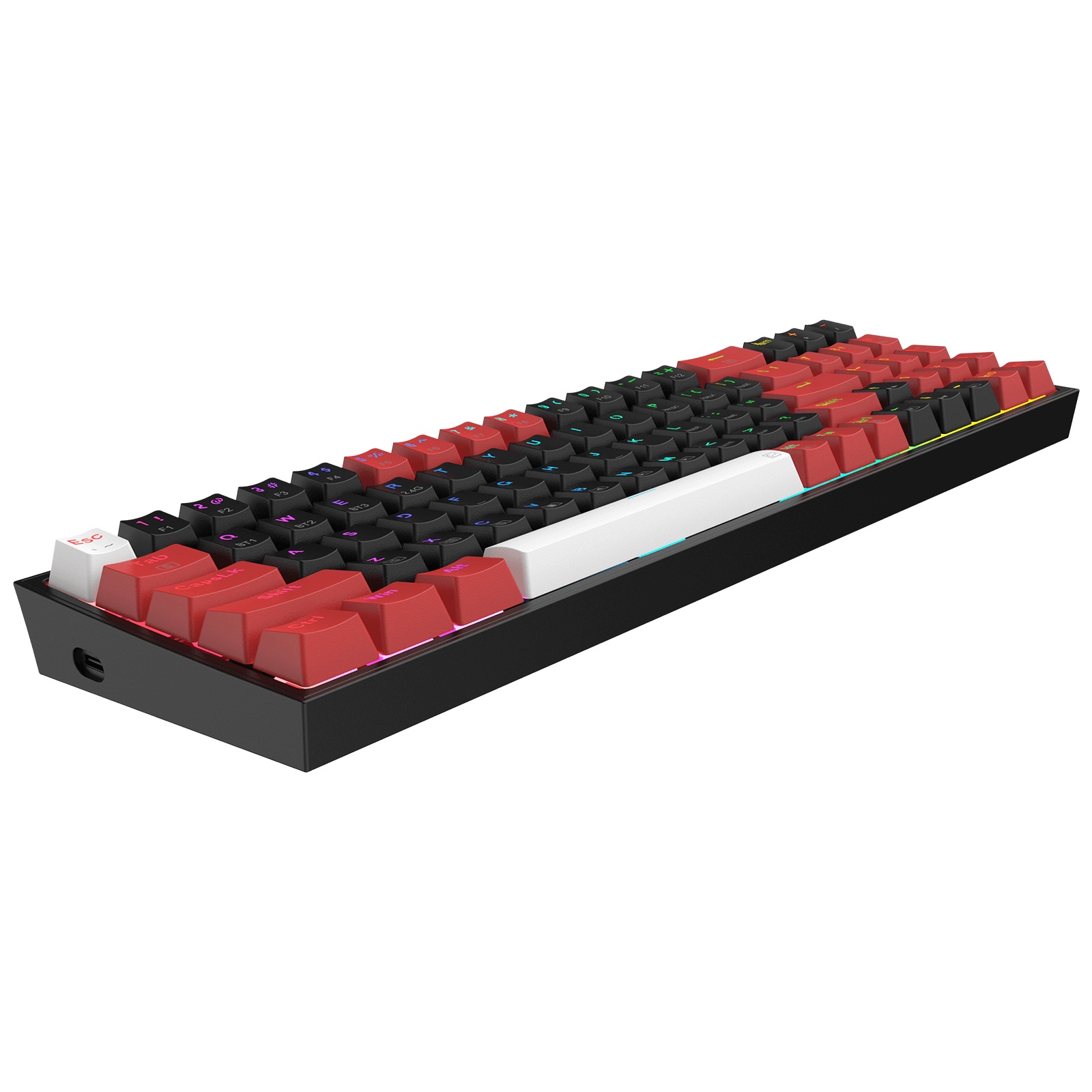 Papan Kekunci Permainan RGB Wayarles 3 Mod Redragon K628 PRO 75%, Papan Kekunci Mekanikal Padat Boleh Tukar Panas 78 Kekunci dengan Soket PCB Mod Bebas Tukar Panas, Kekunci Anak Panah & Pad Nombor Khusus, Suis Merah