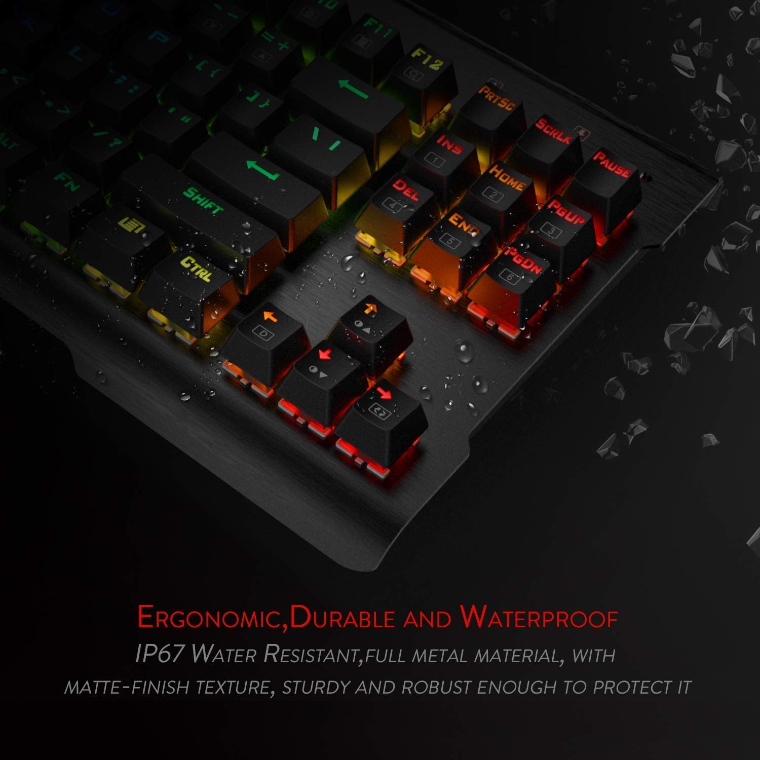 Redragon K561-US VISNU Papan Kekunci Permainan Mekanikal RGB 87 Kekunci Papan Kekunci Permainan Kompak, Suis Biru Outemu (Susun Atur QWERTY)