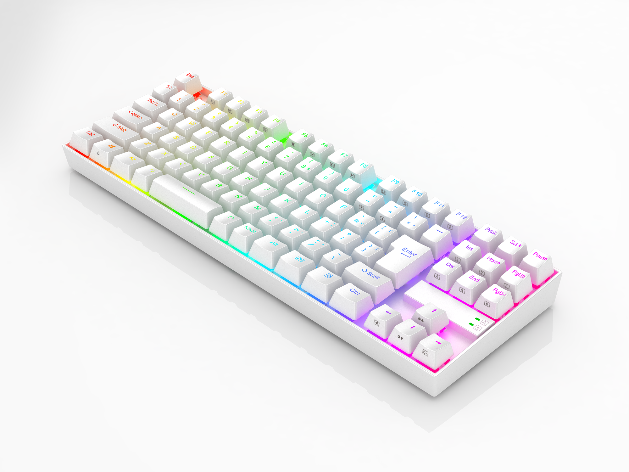 PAPAN KEKUNCI PERMAINAN MEKANIKAL Redragon K552W-RGB-JPTI susun atur Jepun, Putih