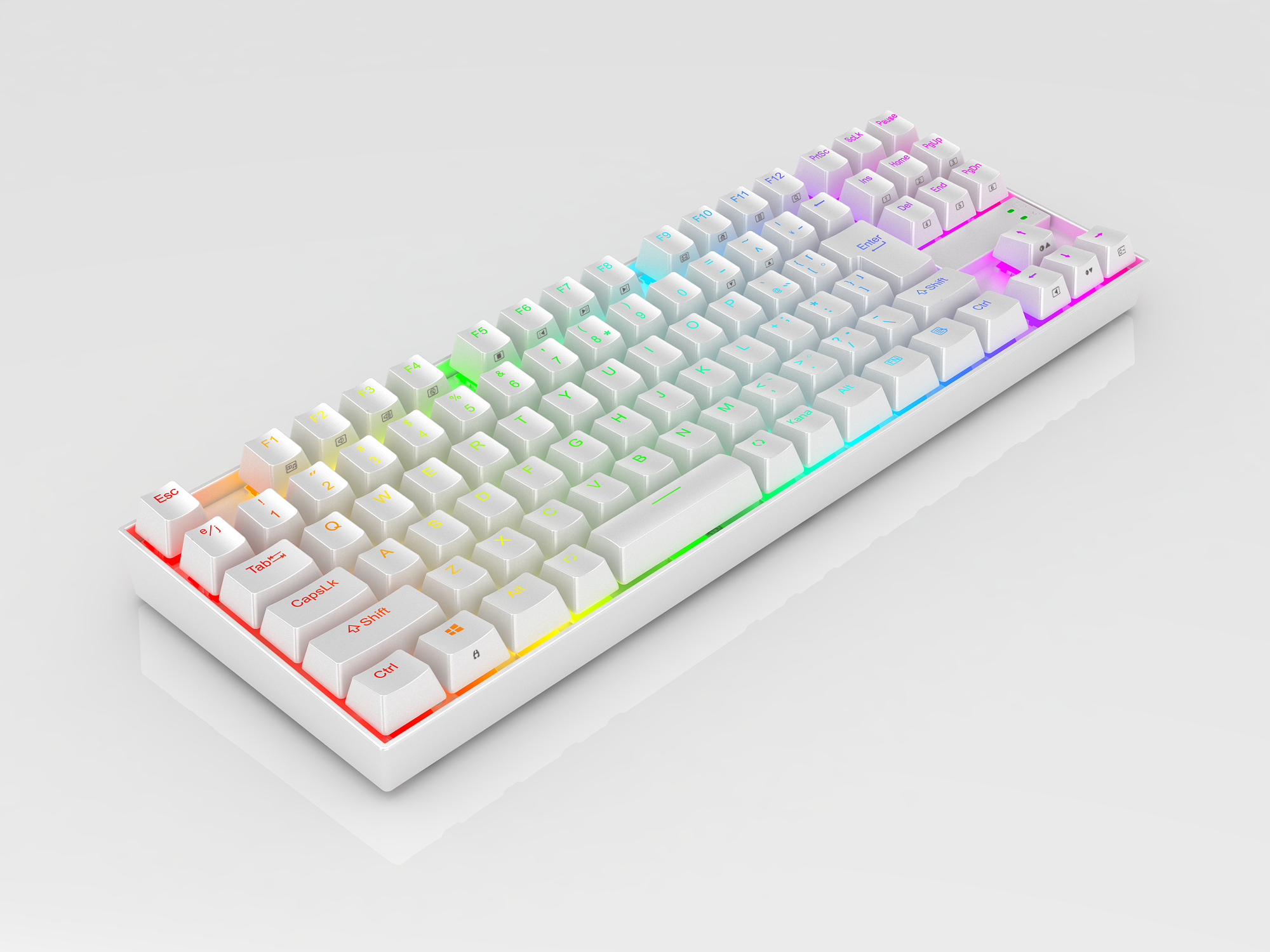 PAPAN KEKUNCI PERMAINAN MEKANIKAL Redragon K552W-RGB-JPTI susun atur Jepun, Putih