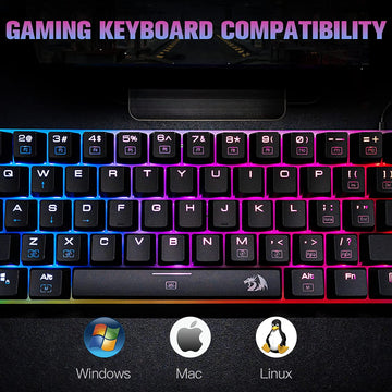 Papan Kekunci Permainan Mekanikal Gergasi Redragon K605 Alien, 61 Kekunci Sangat Besar & Suis Biru Outemu, Papan Kekunci NKRO Anti-Ghosting Bebas Konflik Kekunci Penuh Type-C Berwayar Ergonomik Lampu Latar LED RGB
