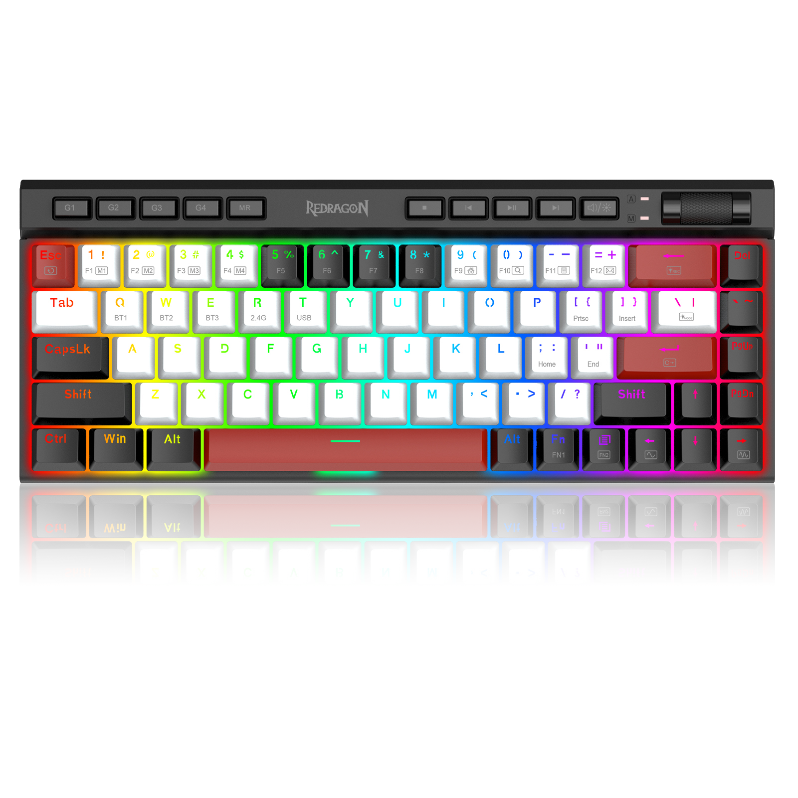 Papan Kekunci Permainan Mekanikal Redragon Magic-wand Mini K635WBR-RGB-PRO BT5.0/3.0/2.4G/USB-C berwayar 3 mod