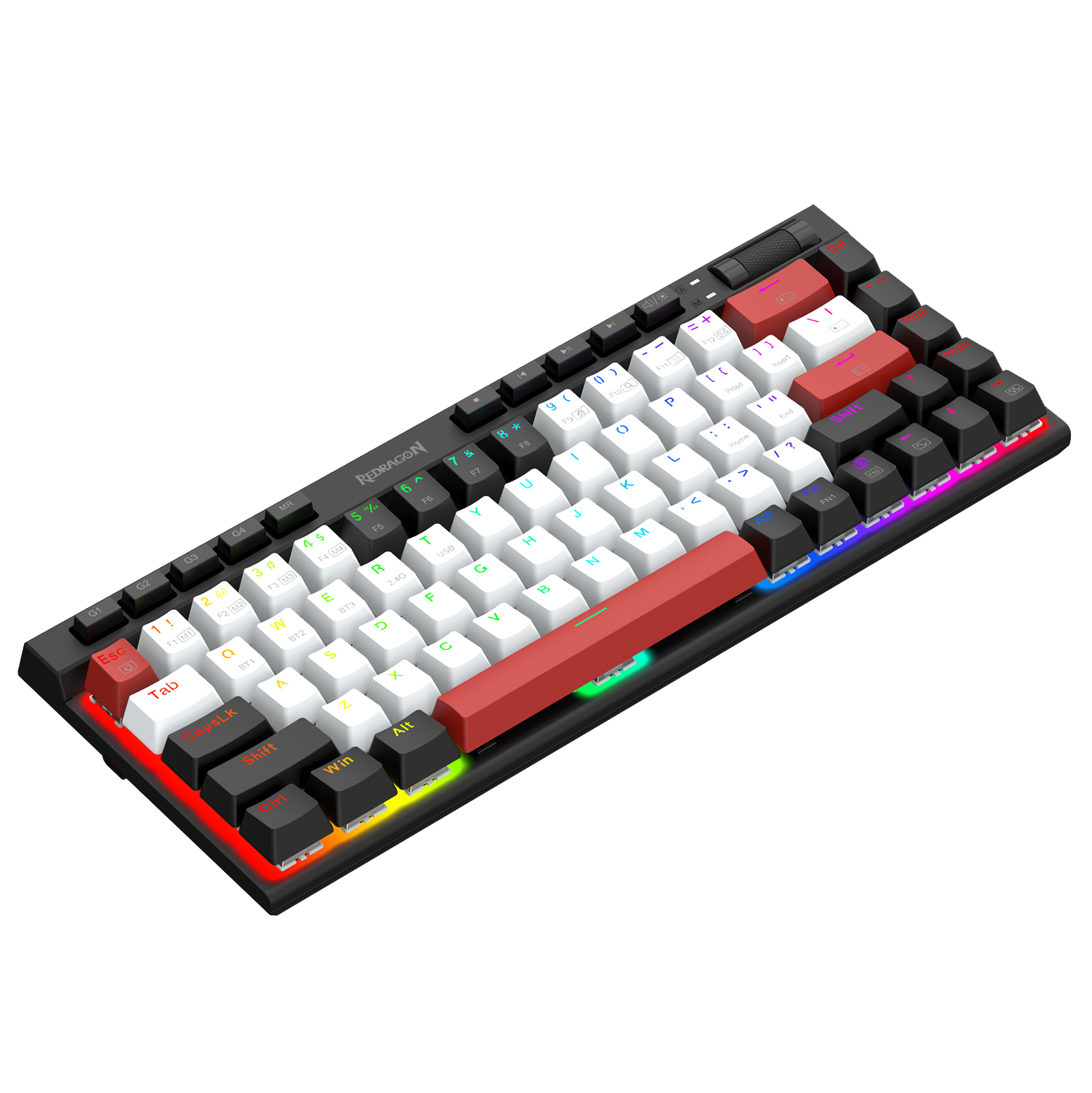 Papan Kekunci Permainan Mekanikal Redragon Magic-wand Mini K635WBR-RGB-PRO BT5.0/3.0/2.4G/USB-C berwayar 3 mod