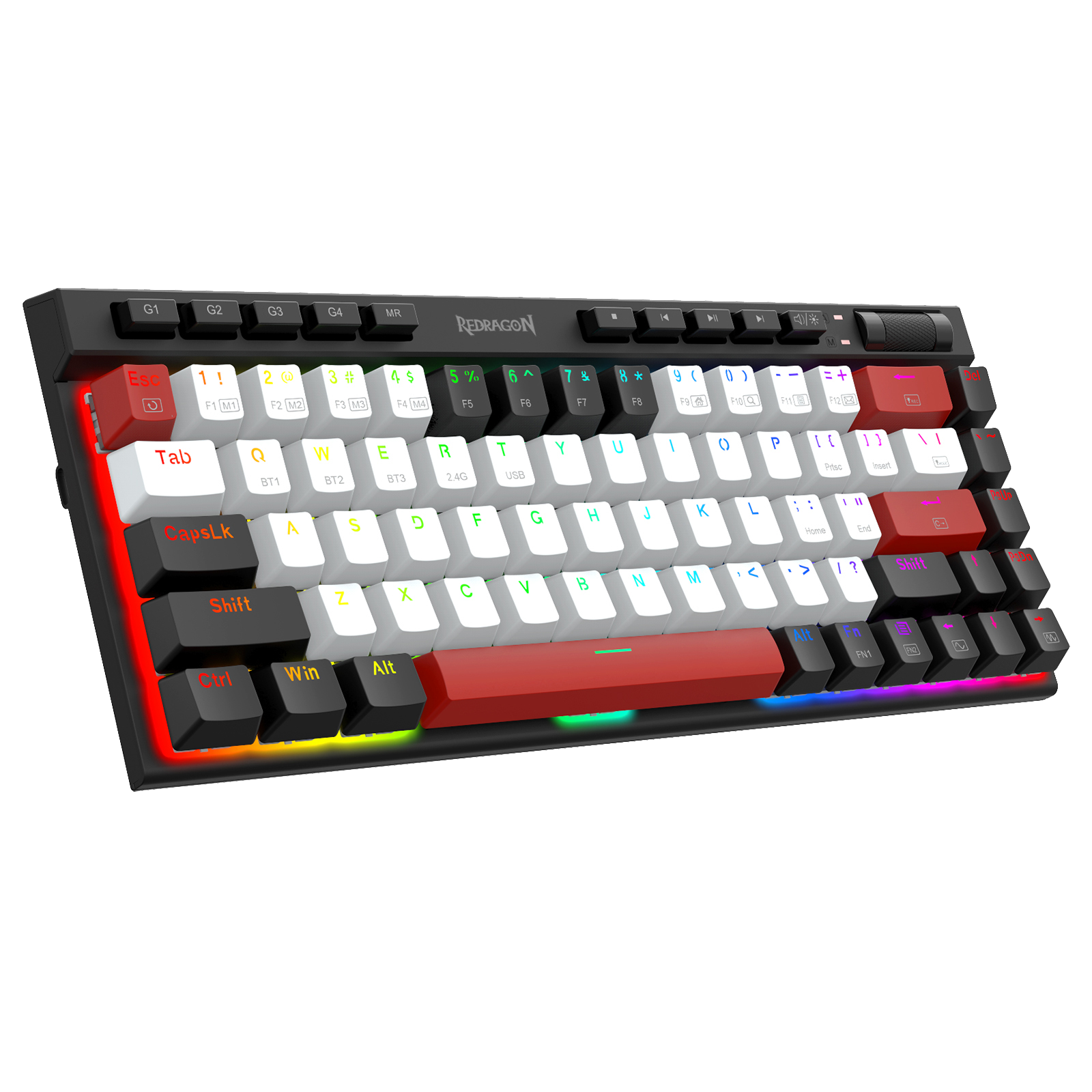 Papan Kekunci Permainan Mekanikal Redragon Magic-wand Mini K635WBR-RGB-PRO BT5.0/3.0/2.4G/USB-C berwayar 3 mod