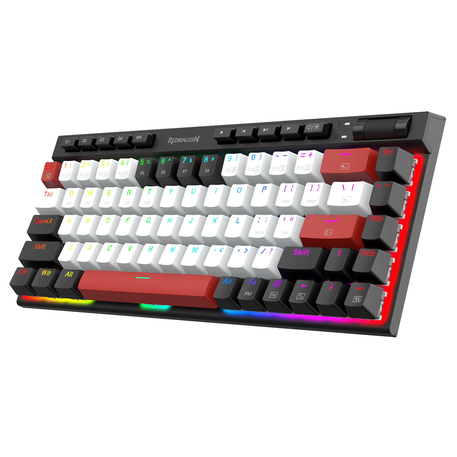 Papan Kekunci Permainan Mekanikal Redragon Magic-wand Mini K635WBR-RGB-PRO BT5.0/3.0/2.4G/USB-C berwayar 3 mod