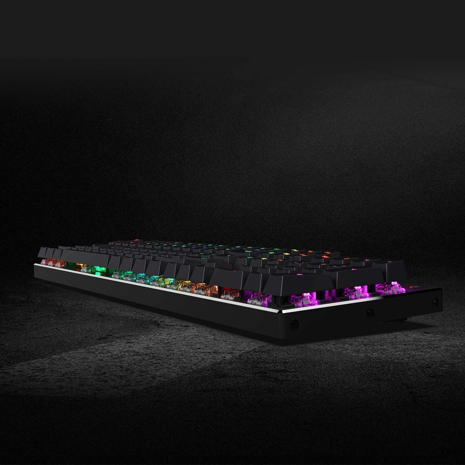 Papan Kekunci Permainan Mekanikal Berwayar Lampu Latar LED RGB Redragon K556, Tapak Aluminium, 104 Kekunci Standard