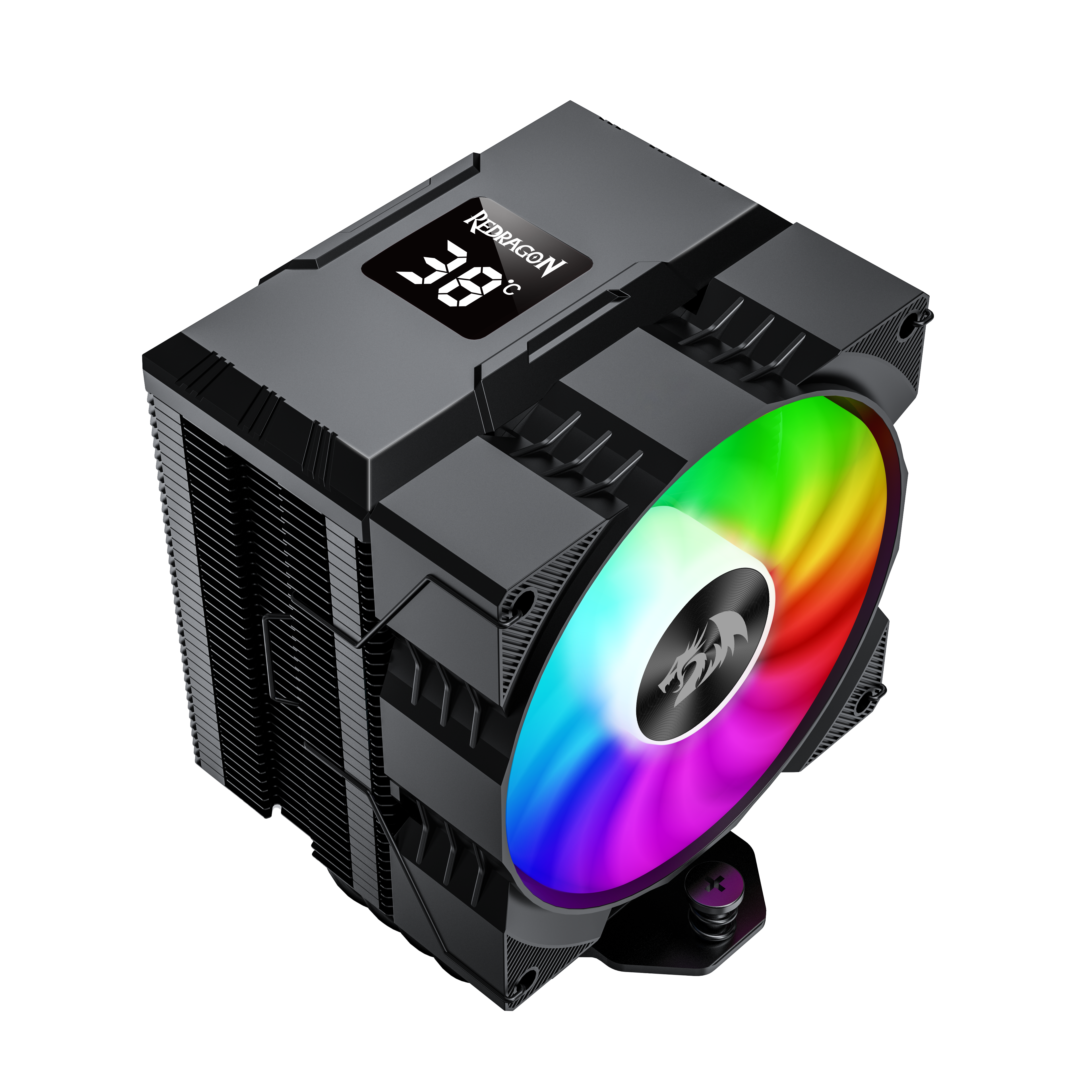 Penyejuk CPU REDRAGON CC-1014 Dengan Paparan Suhu Kipas RGB 9cm 4 Pipa Haba