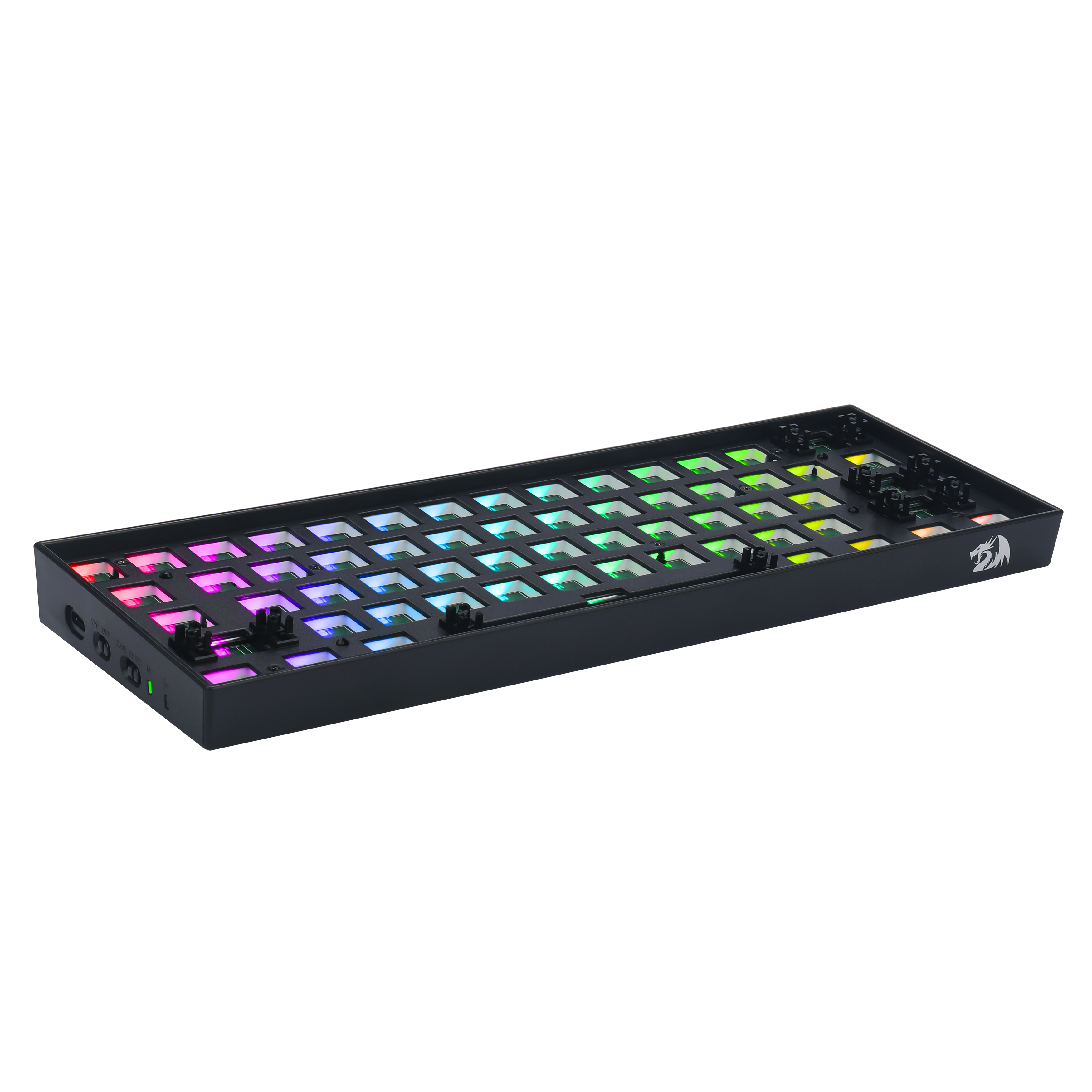 Papan Kekunci Mekanikal RGB DIY Redragon BBK530 Barebone, Papan Kekunci Permainan Tri-Mod Bluetooth/2.4Ghz/Berwayar