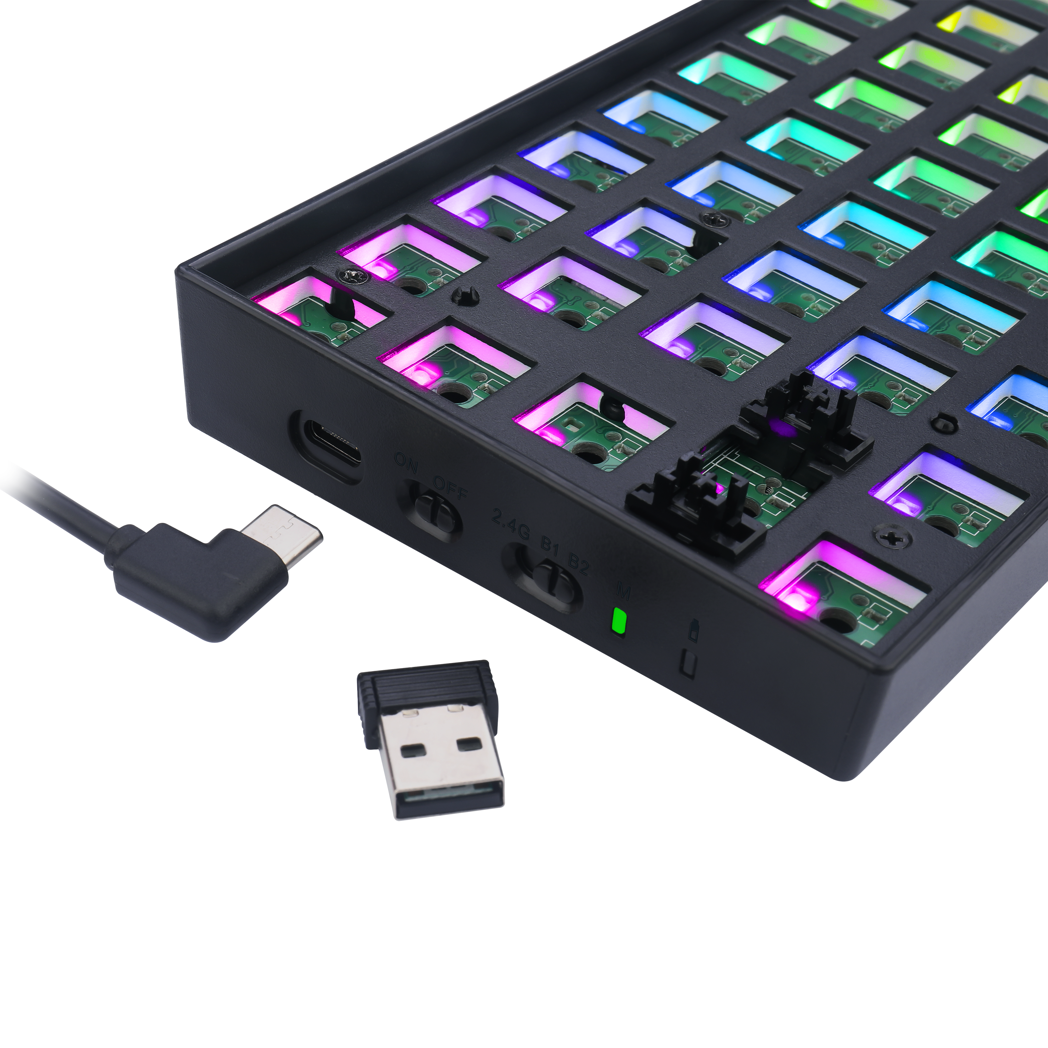 Papan Kekunci Mekanikal RGB DIY Redragon BBK530 Barebone, Papan Kekunci Permainan Tri-Mod Bluetooth/2.4Ghz/Berwayar