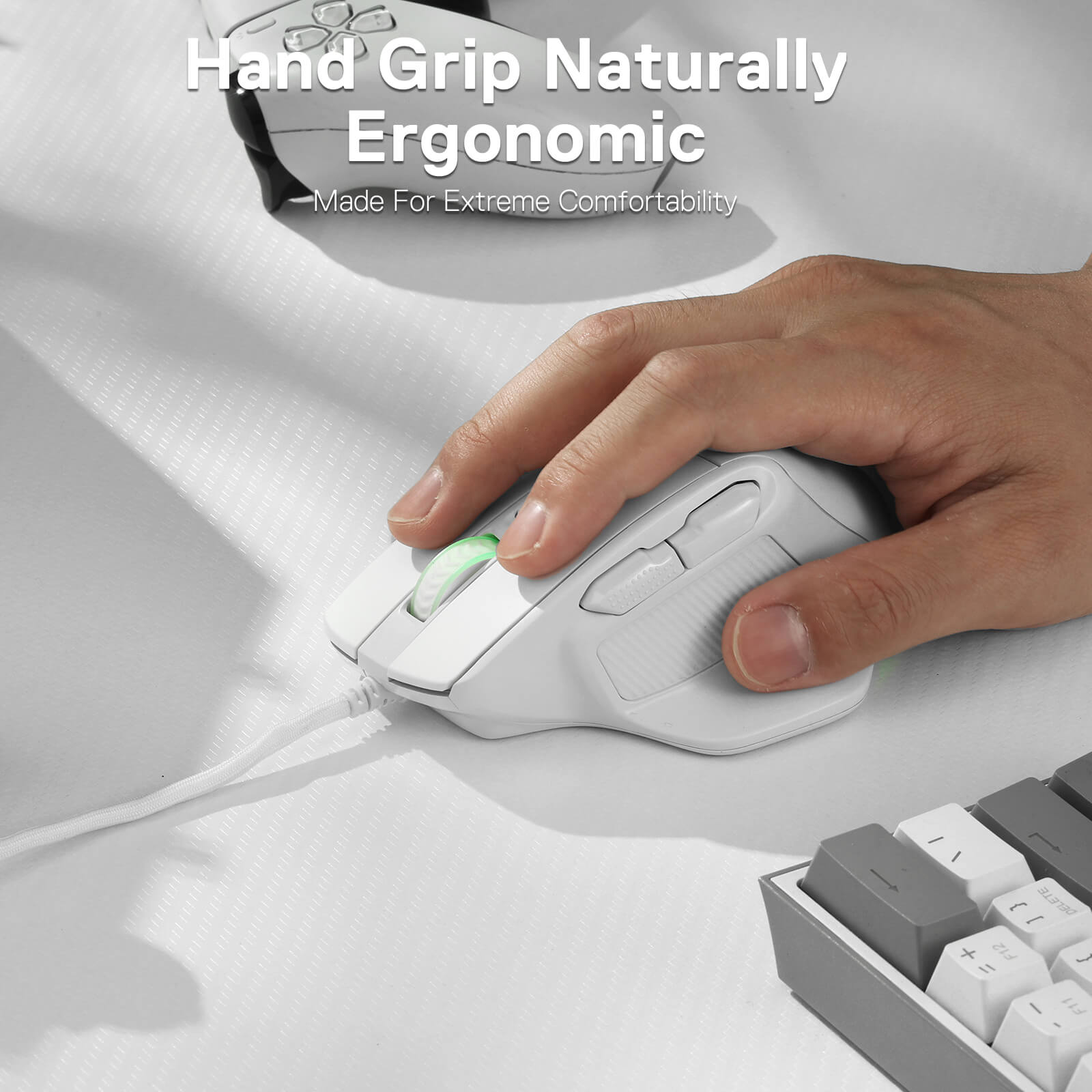 Redragon M806 Bullseye Gaming Mouse, 7 Butang Boleh Atur Cara Tetikus Gamer RGB Berwayar dengan Binaan Genggaman Semula Jadi Ergonomik, Perisian Menyokong Ikatan Kunci DIY & Berlampu Belakang