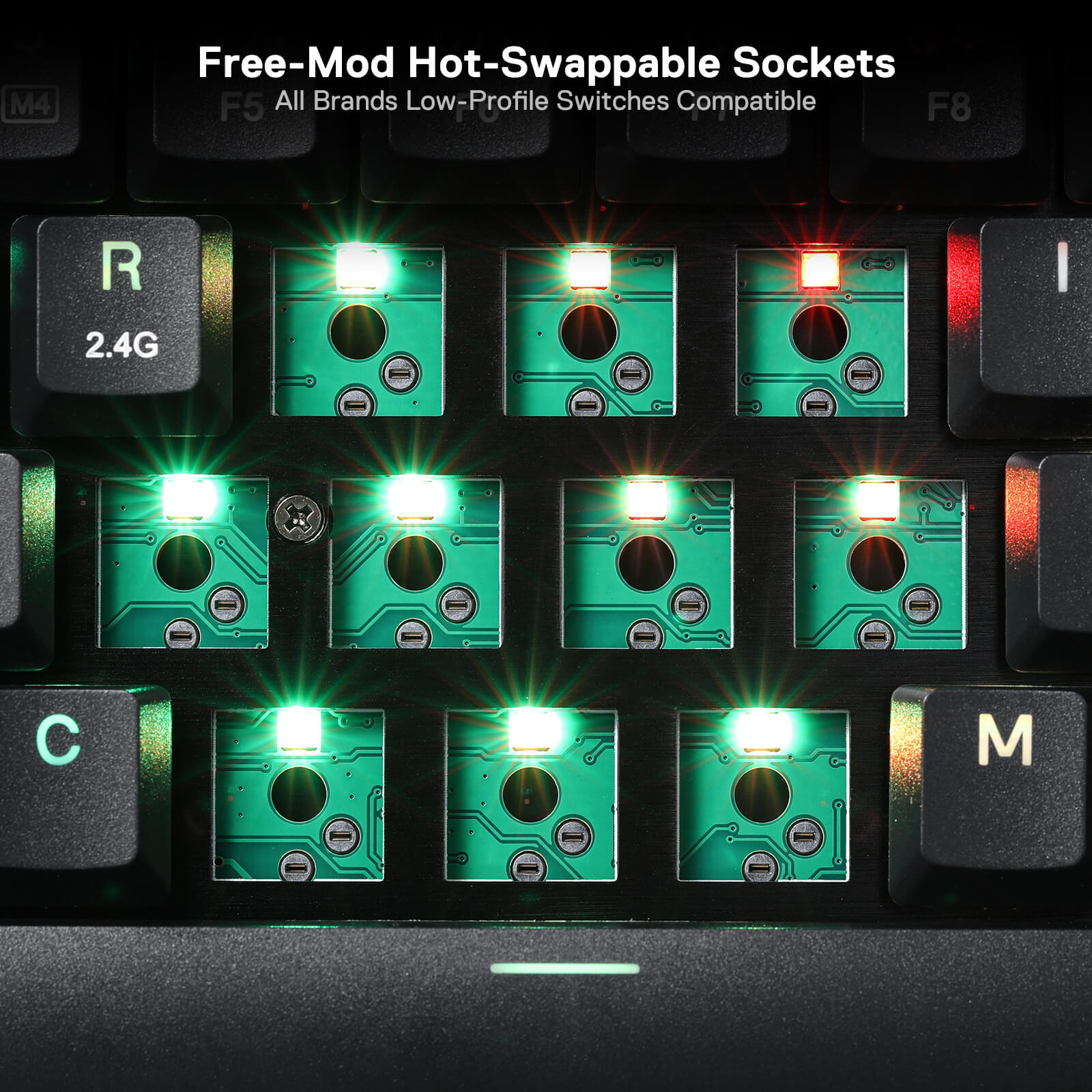Papan Kekunci Mekanikal RGB Redragon K632 PRO Noctis 60%, Papan Kekunci Permainan Profil Rendah Ultra-Nipis Tri-Mod Bluetooth/2.4Ghz/Berwayar dengan Sambungan Tanpa Lengah