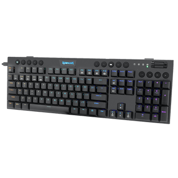 Papan Kekunci Mekanikal RGB Wayarles Redragon K618 Horus, Papan Kekunci Permainan Profil Rendah Ultra Nipis Tiga Mod Bluetooth/2.4Ghz/Berwayar dengan Sambungan Tanpa Kord Tanpa Sela